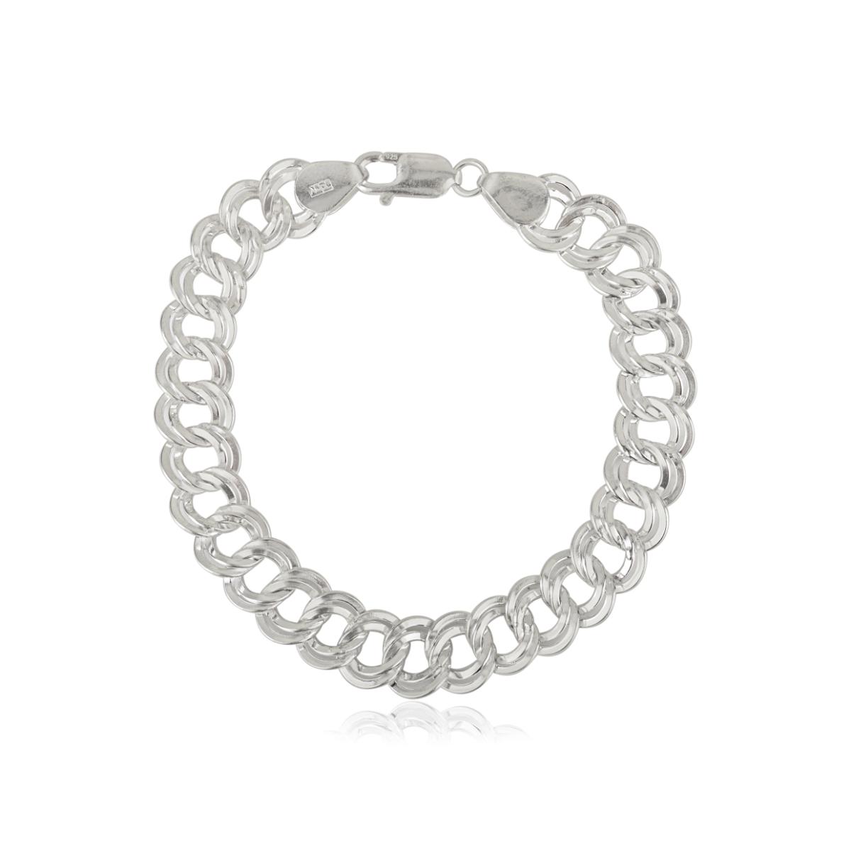 Heavy Mens Silver Chain Bracelet - Chunky Twin Curb Design