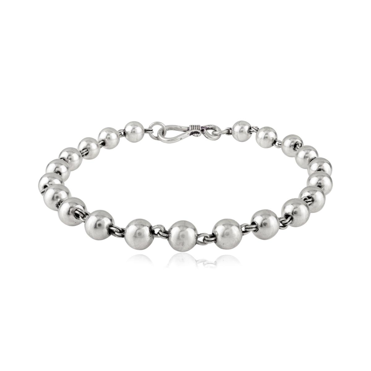 Trendy 925 Silver Beaded Ball Chain Bracelet for Women