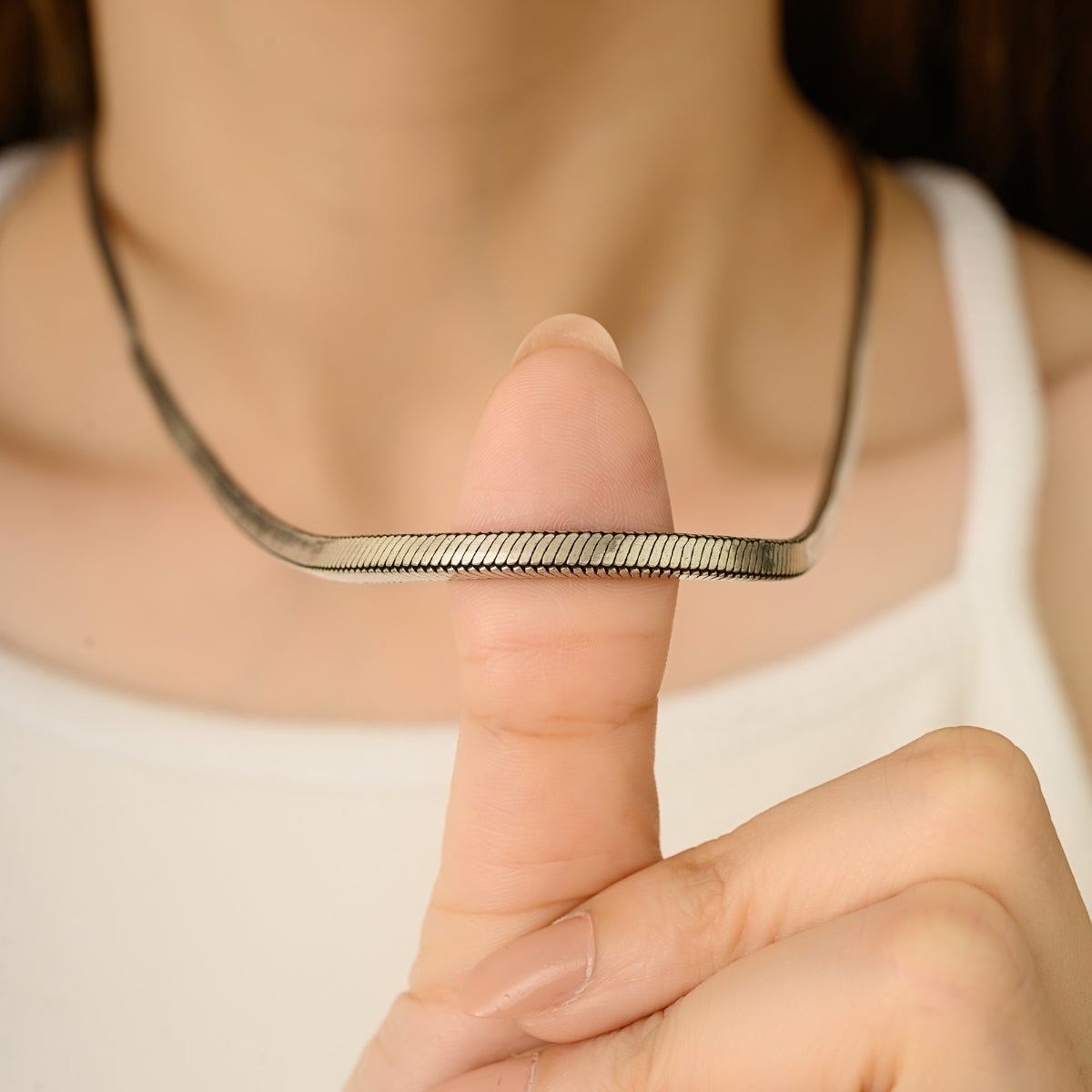 Sterling Silver Square Snake Unisex Chain Necklace