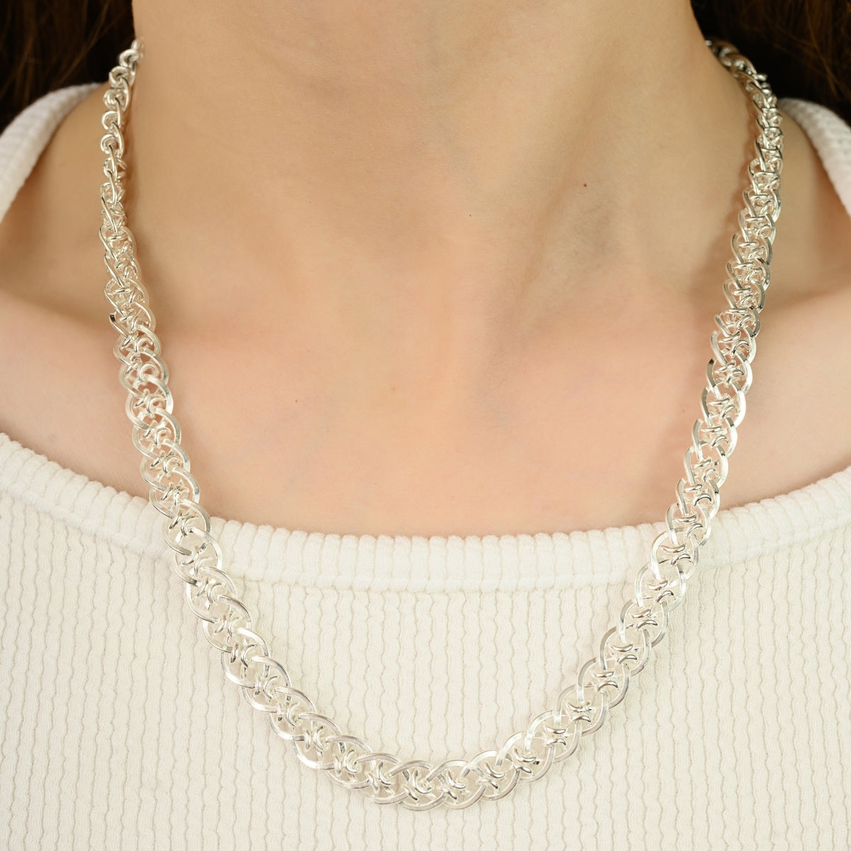 Heavy Sterling Silver Woven/Braided Unisex Chain Necklace