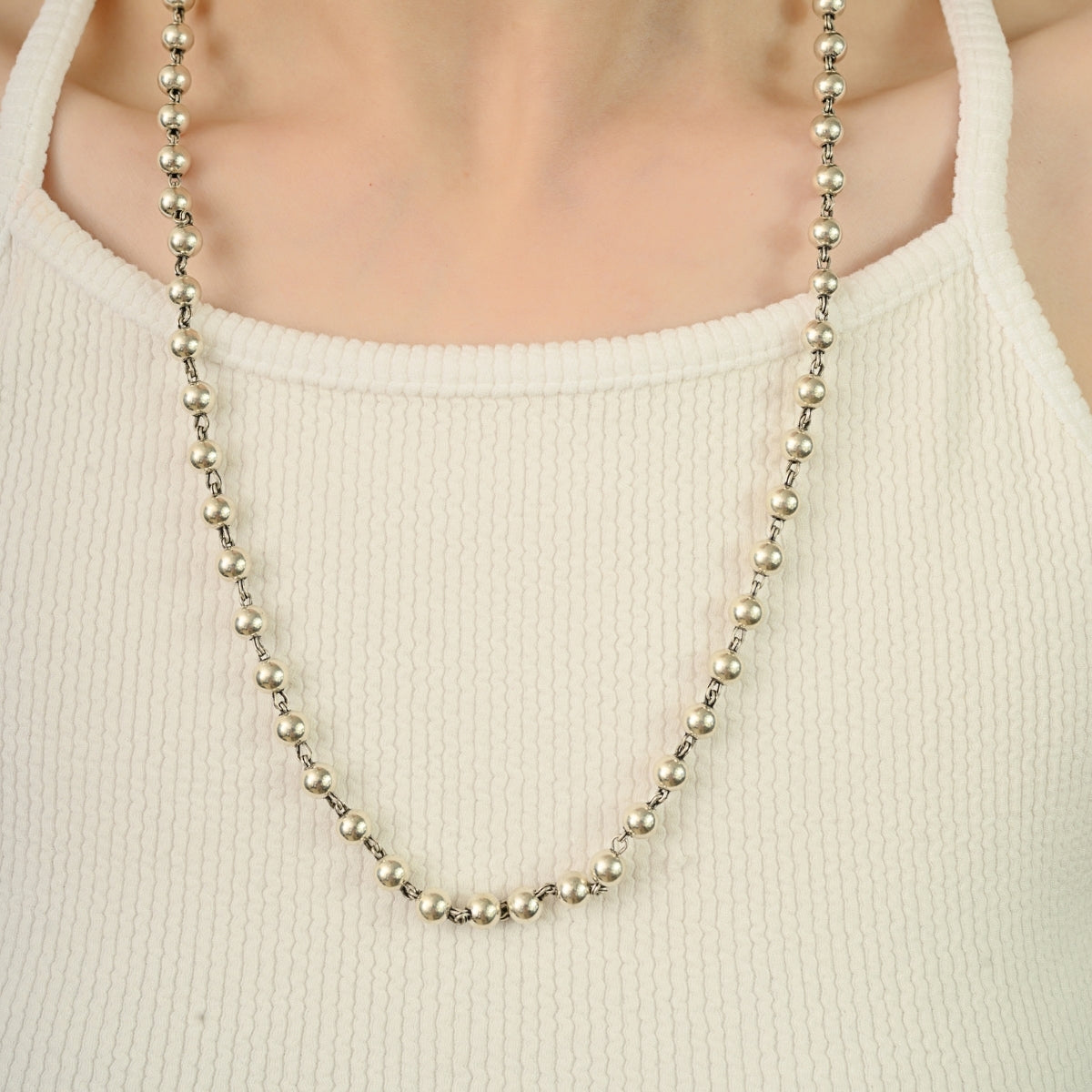 Sterling Silver Artisan Interlocking Unisex Link Chain Necklace