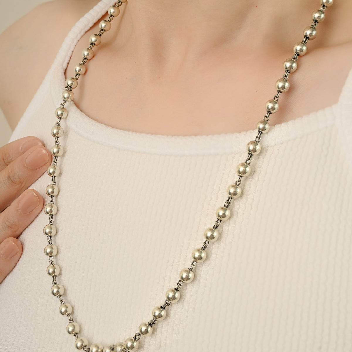 Sterling Silver Artisan Interlocking Unisex Link Chain Necklace