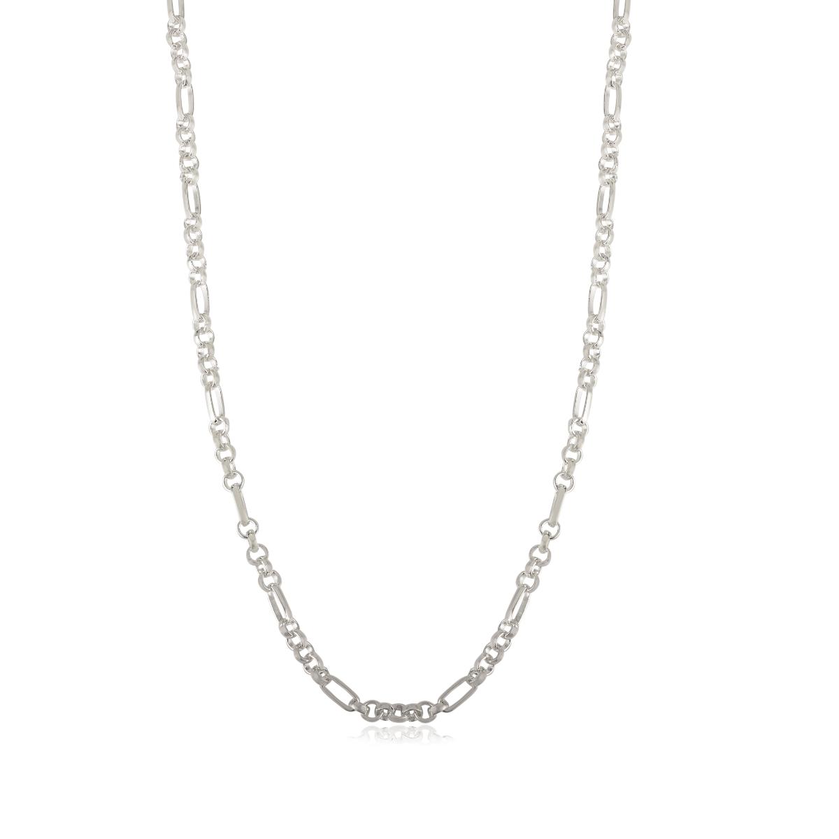Solid Silver Unisex Figaro Chain Necklace