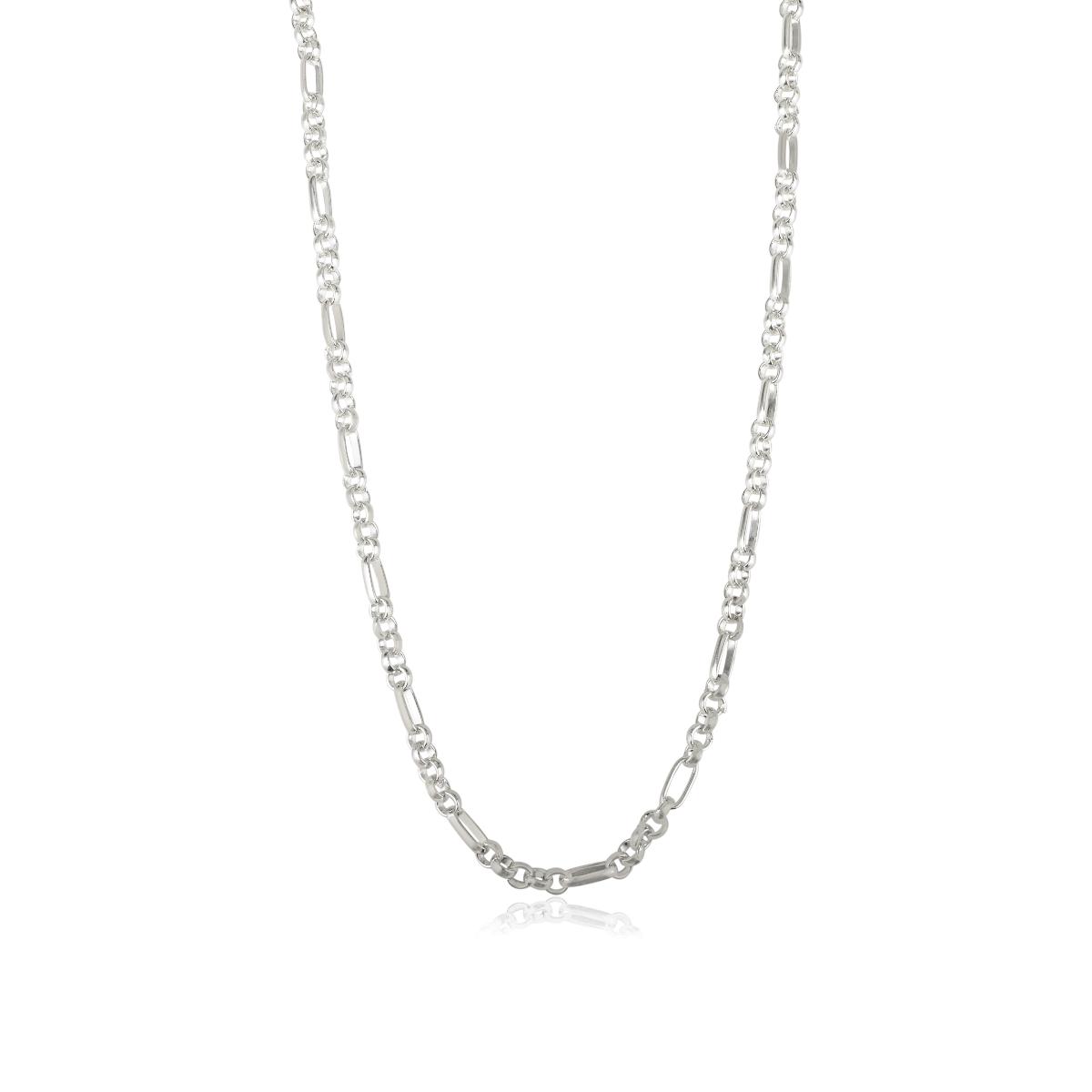 Solid Silver Unisex Figaro Chain Necklace
