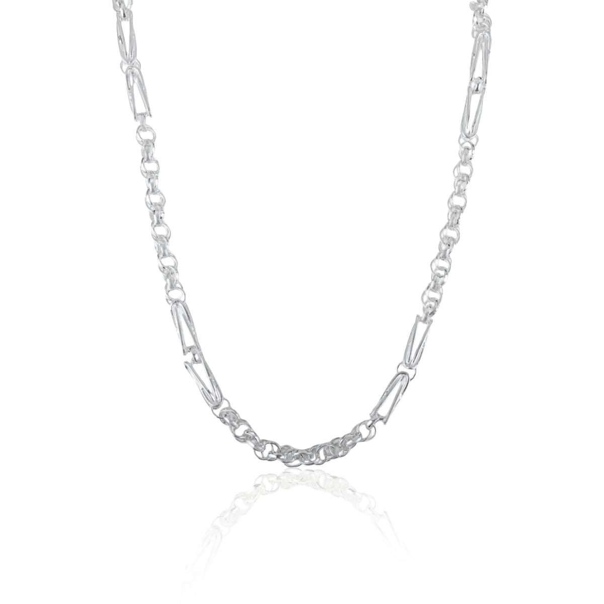 Heavy 925 Silver Statement Geometric Unisex Chain Necklace