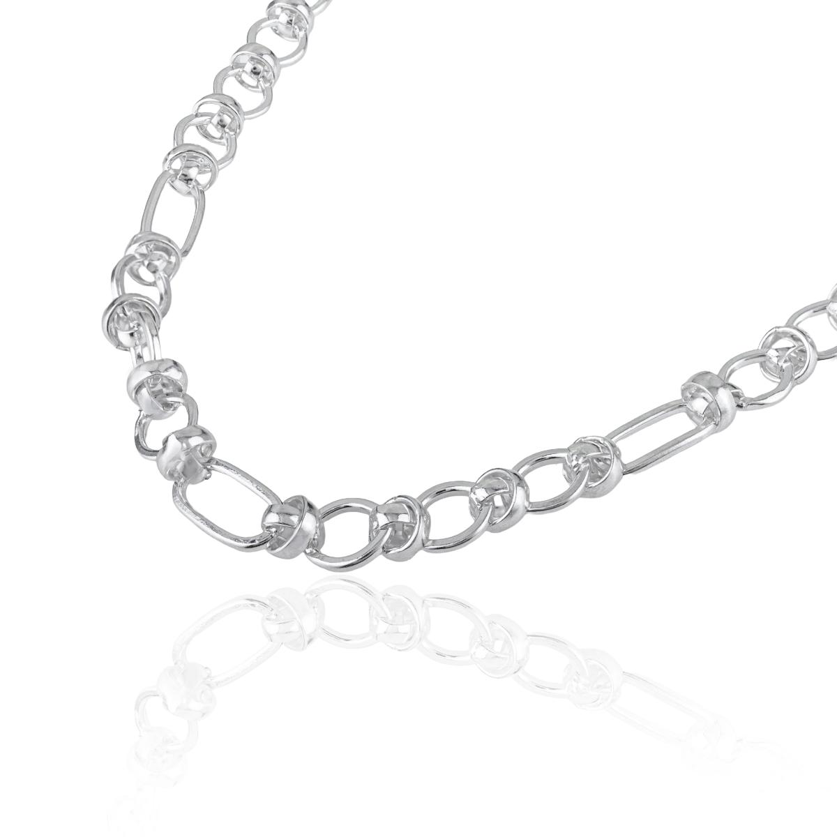 Sterling Silver Fancy Knotted Unisex Link Chain Necklace