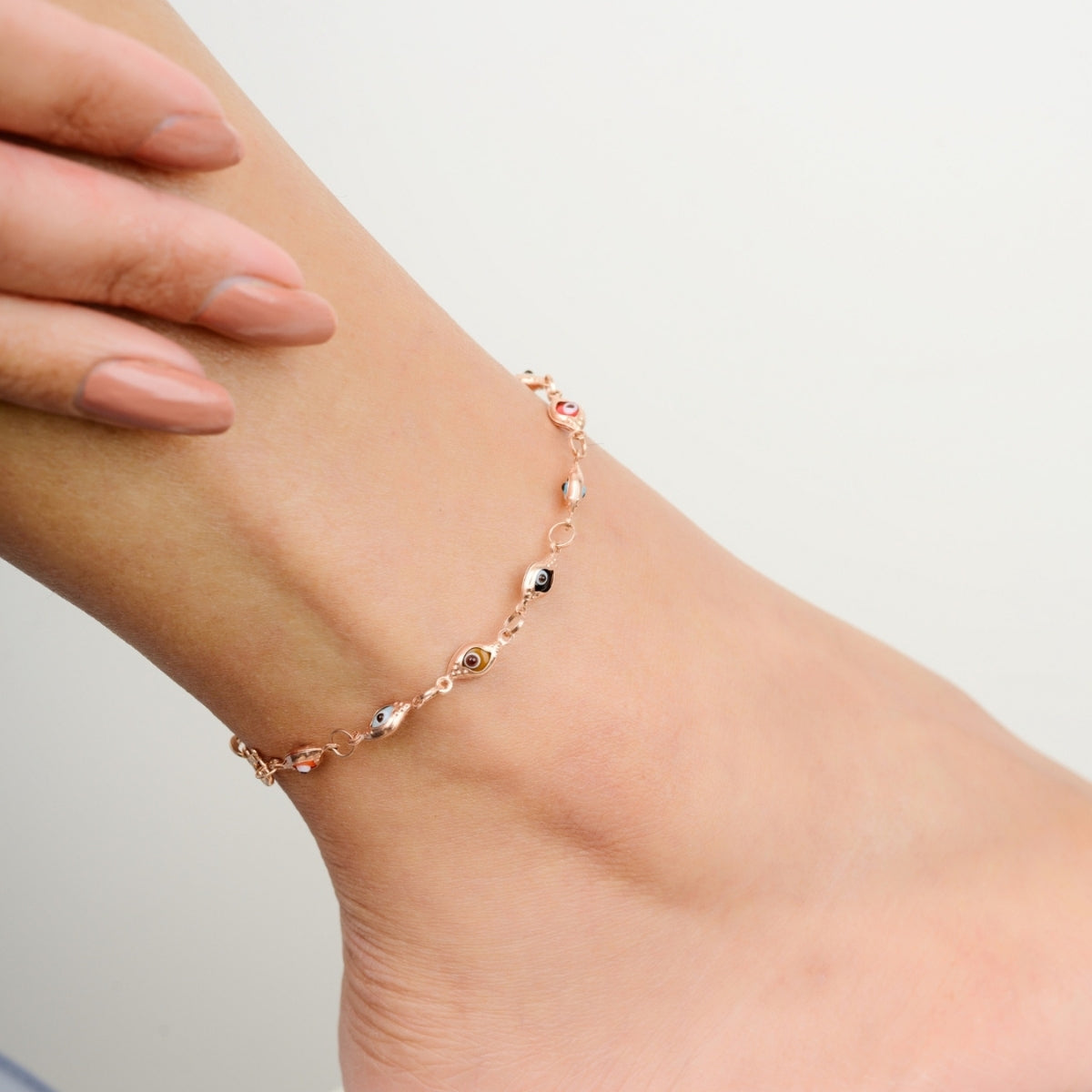 Multicolored Evil Eye Anklet for Women