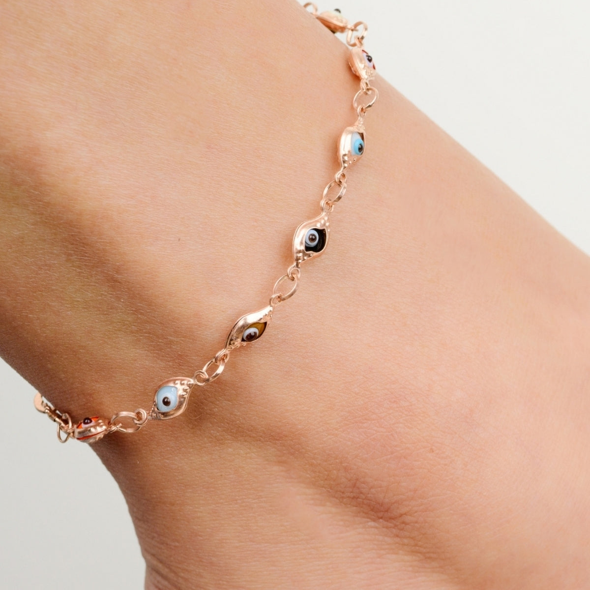 Multicolored Evil Eye Anklet for Women
