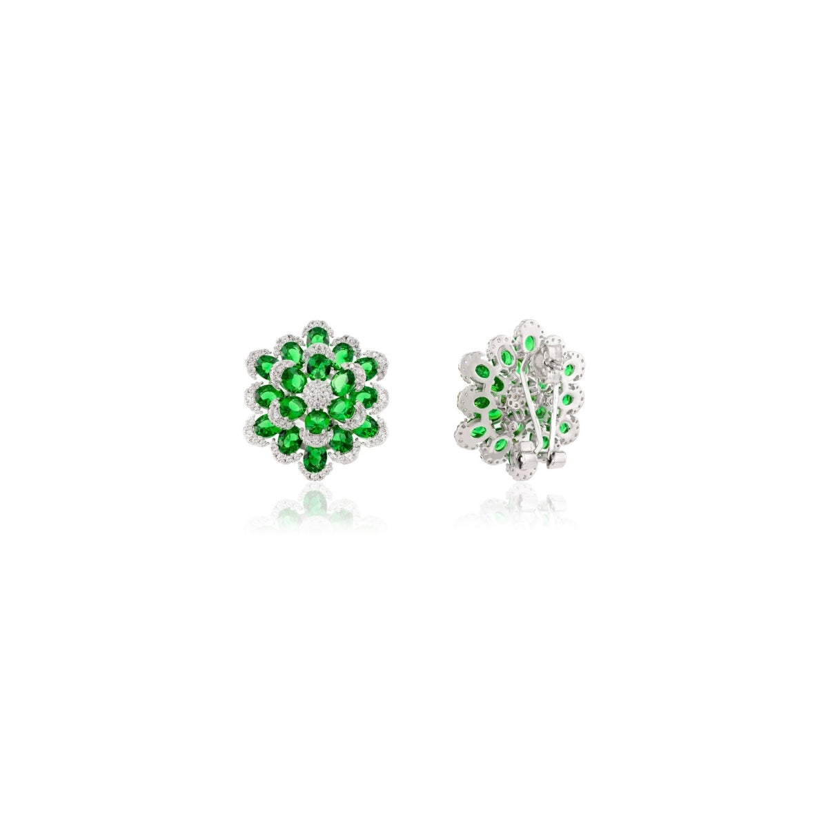 Emerald Floral Drops in Pure Silver and CZ
