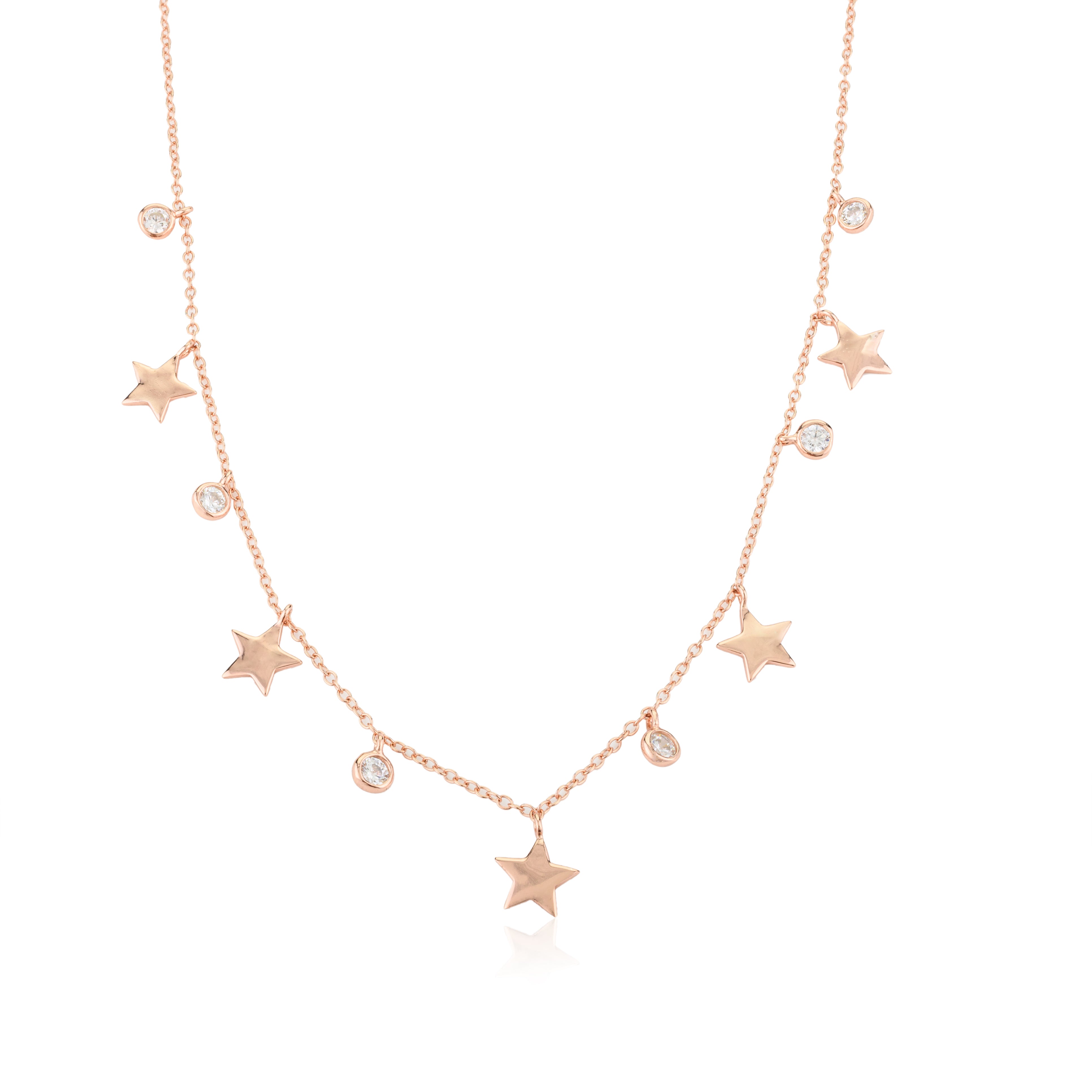 Star Sprinkle Charms Choker Necklace in 925 Silver