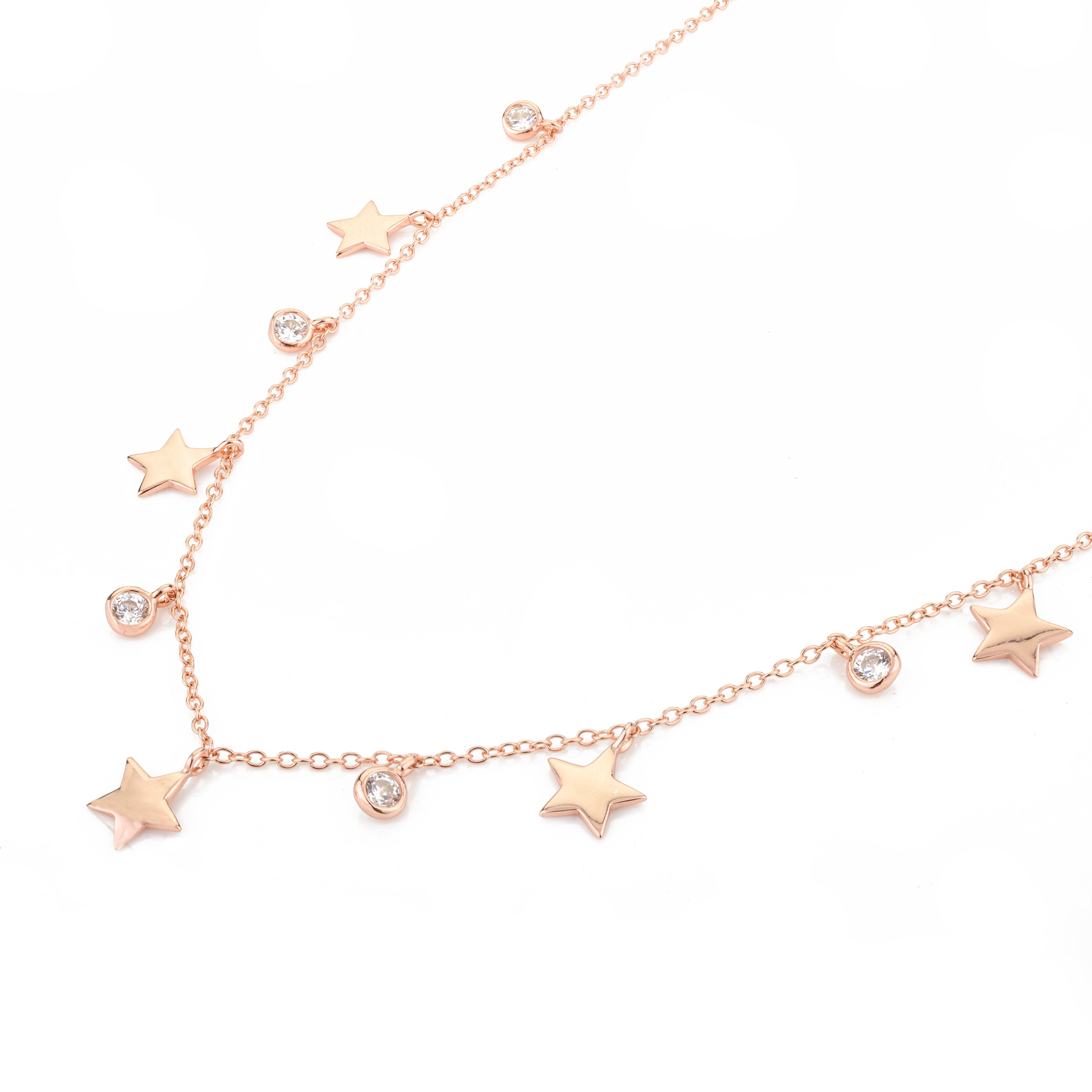 Star Sprinkle Charms Choker Necklace in 925 Silver