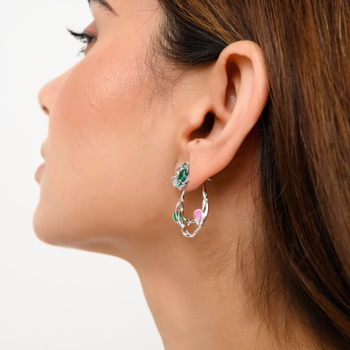 Stunning Silver Floral Leaf Earrings