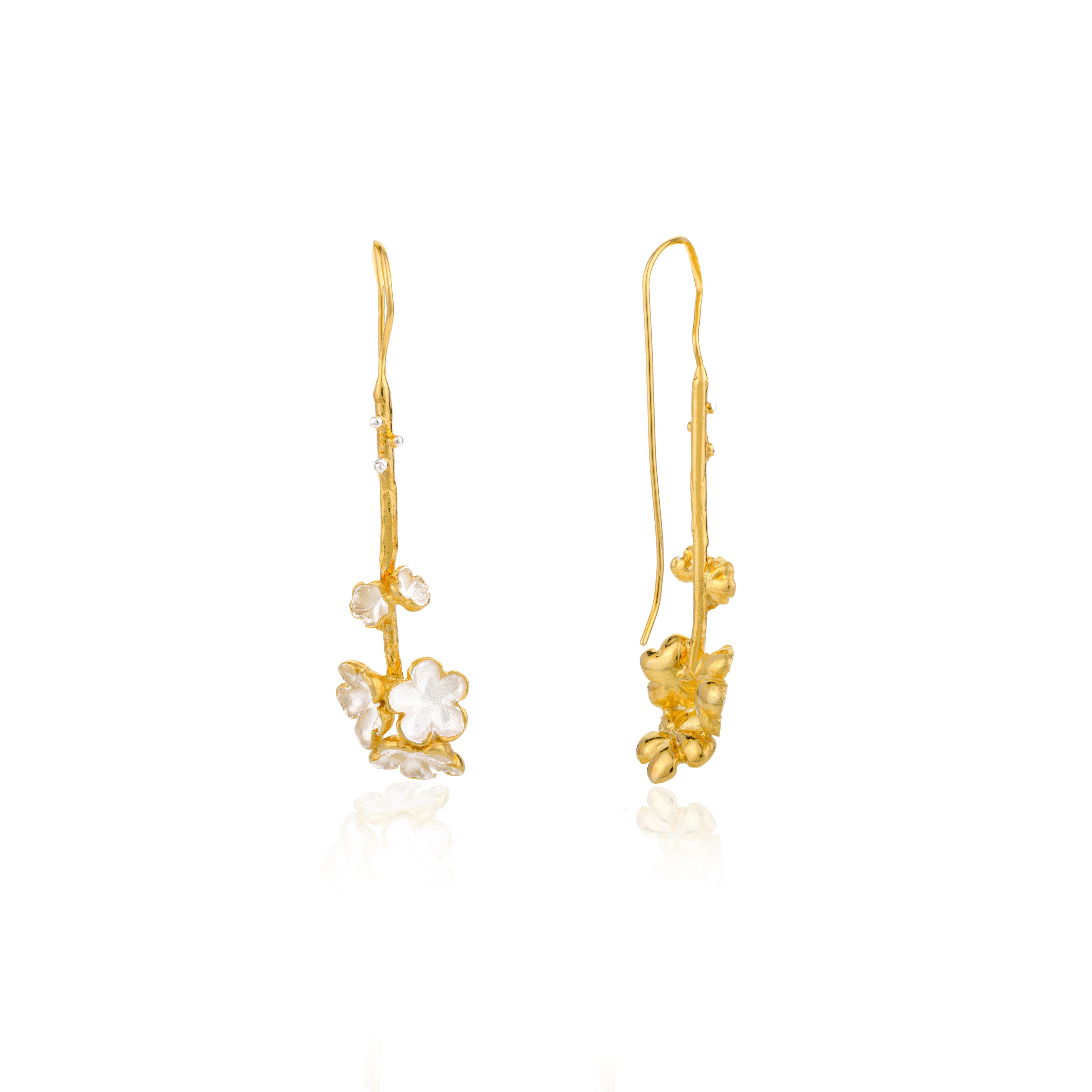Stylish Gold Finish Flower Charm Ear Cuffs for Women