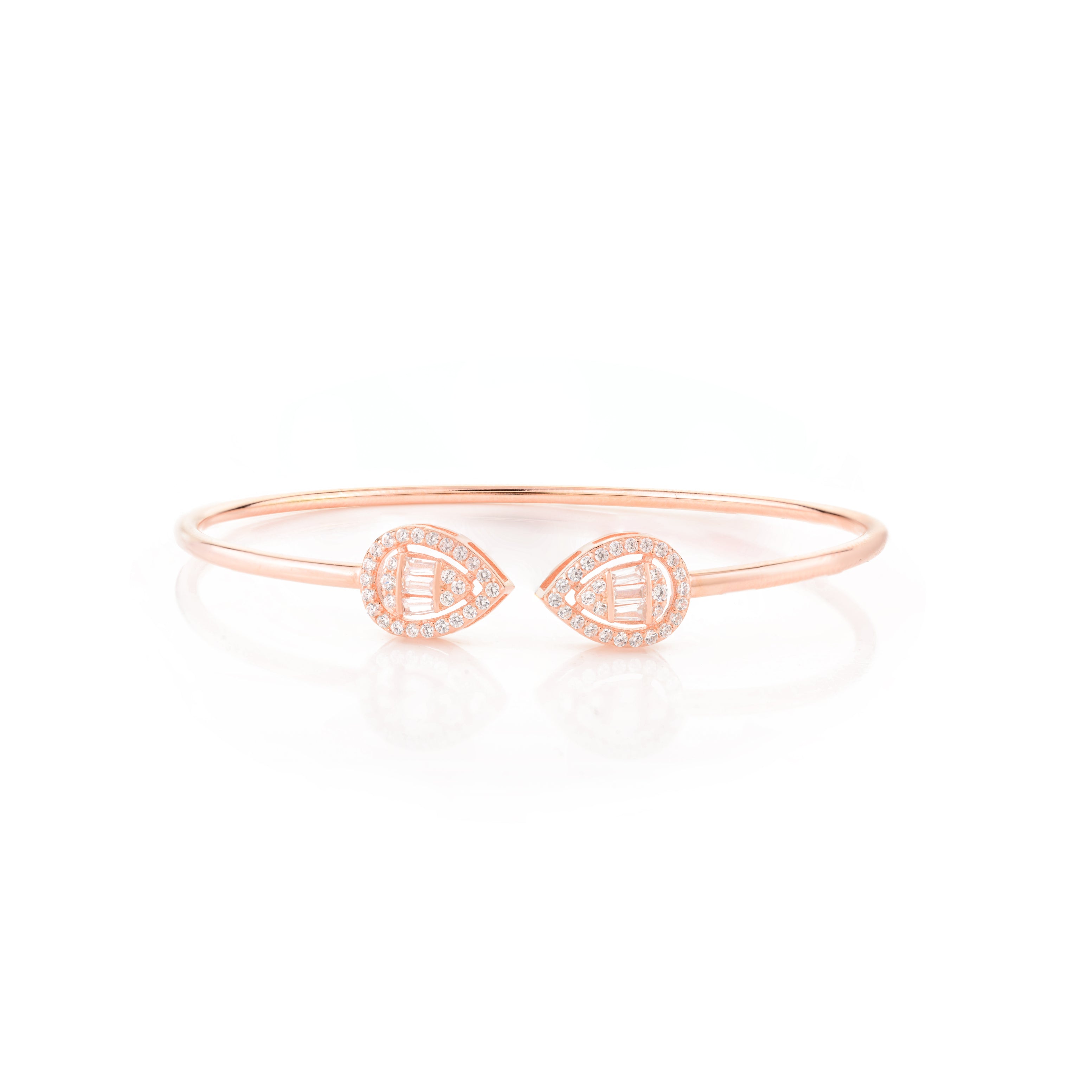 Stylish Pear Cut CZ Diamond Cuff Bracelet for Women