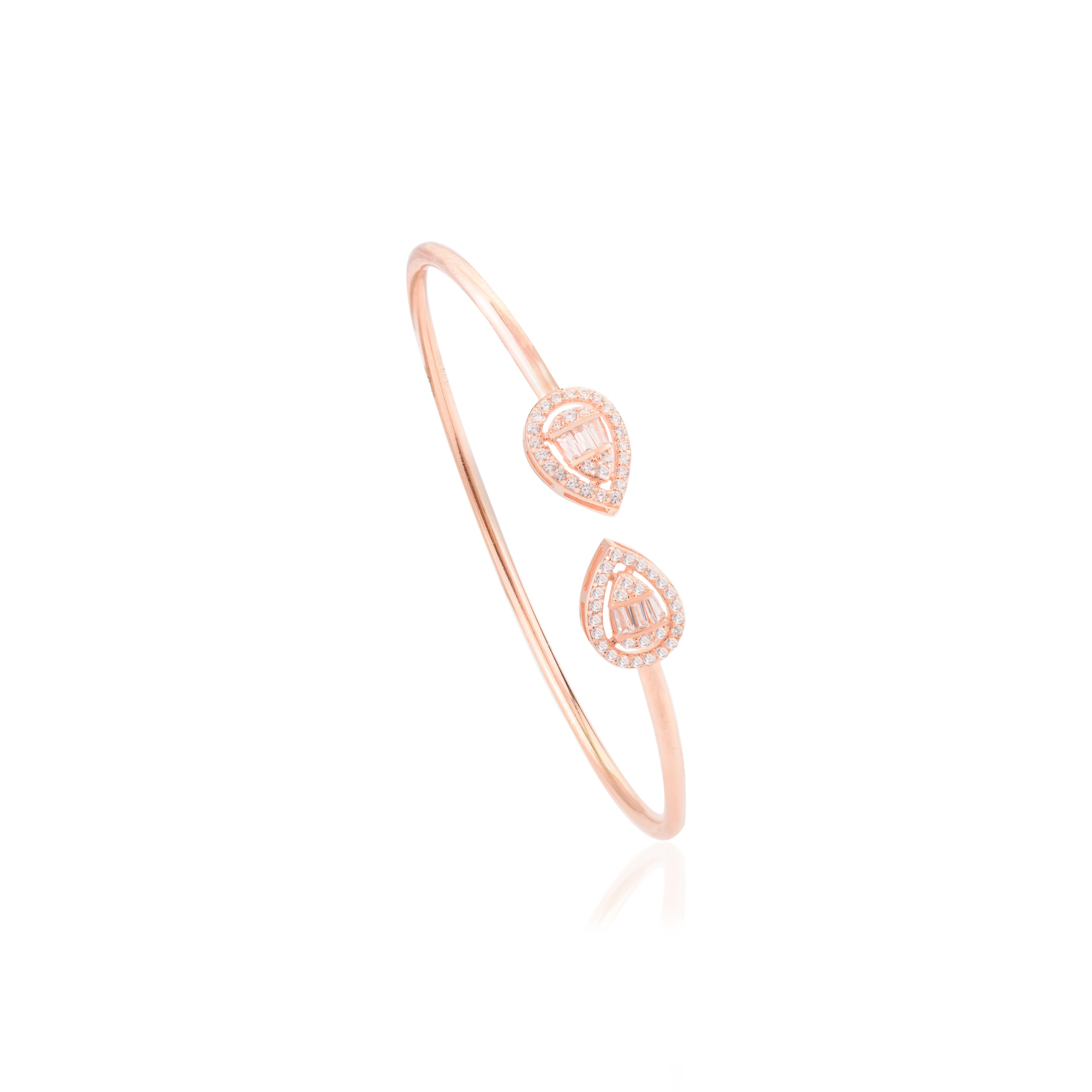 Stylish Pear Cut CZ Diamond Cuff Bracelet for Women