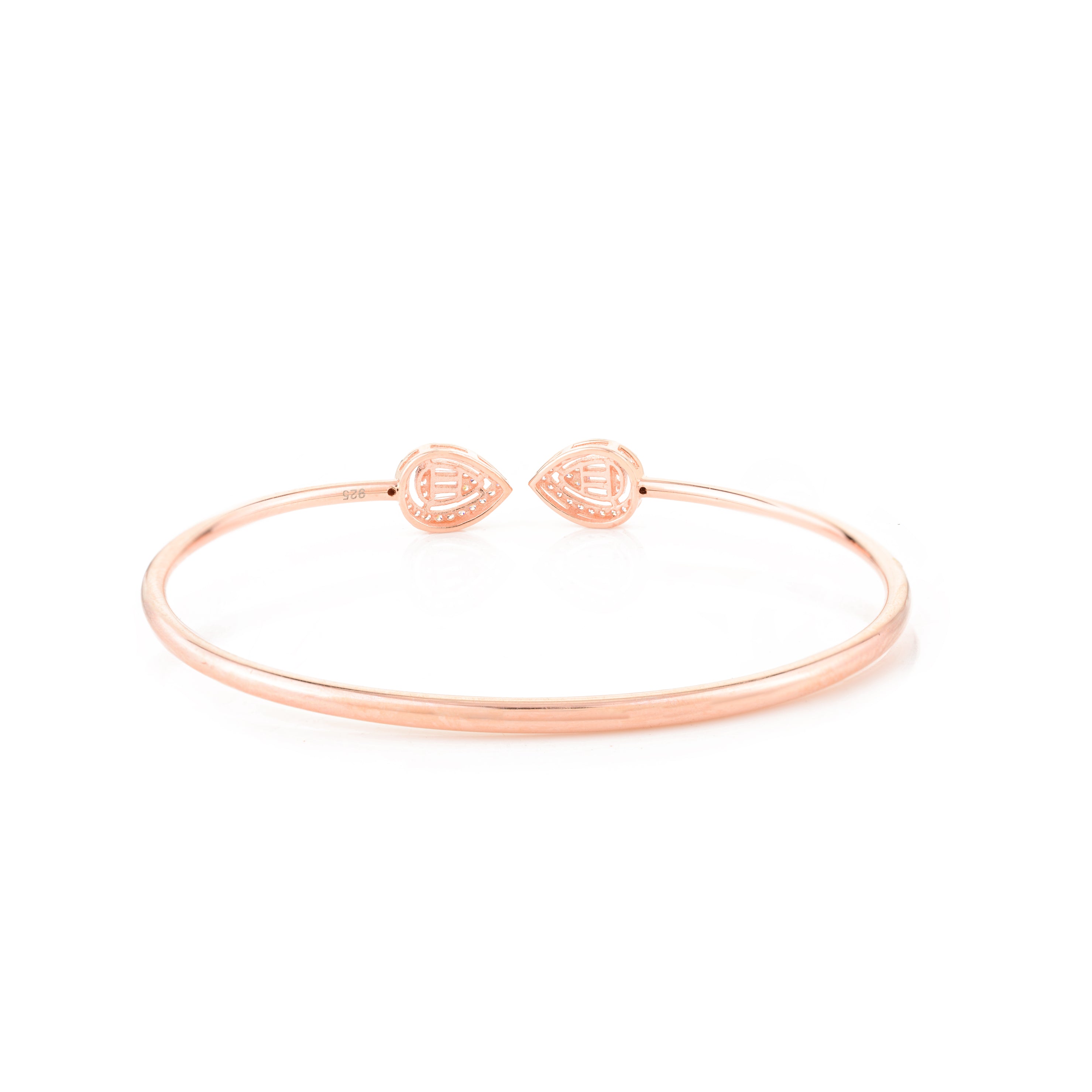 Stylish Pear Cut CZ Diamond Cuff Bracelet for Women