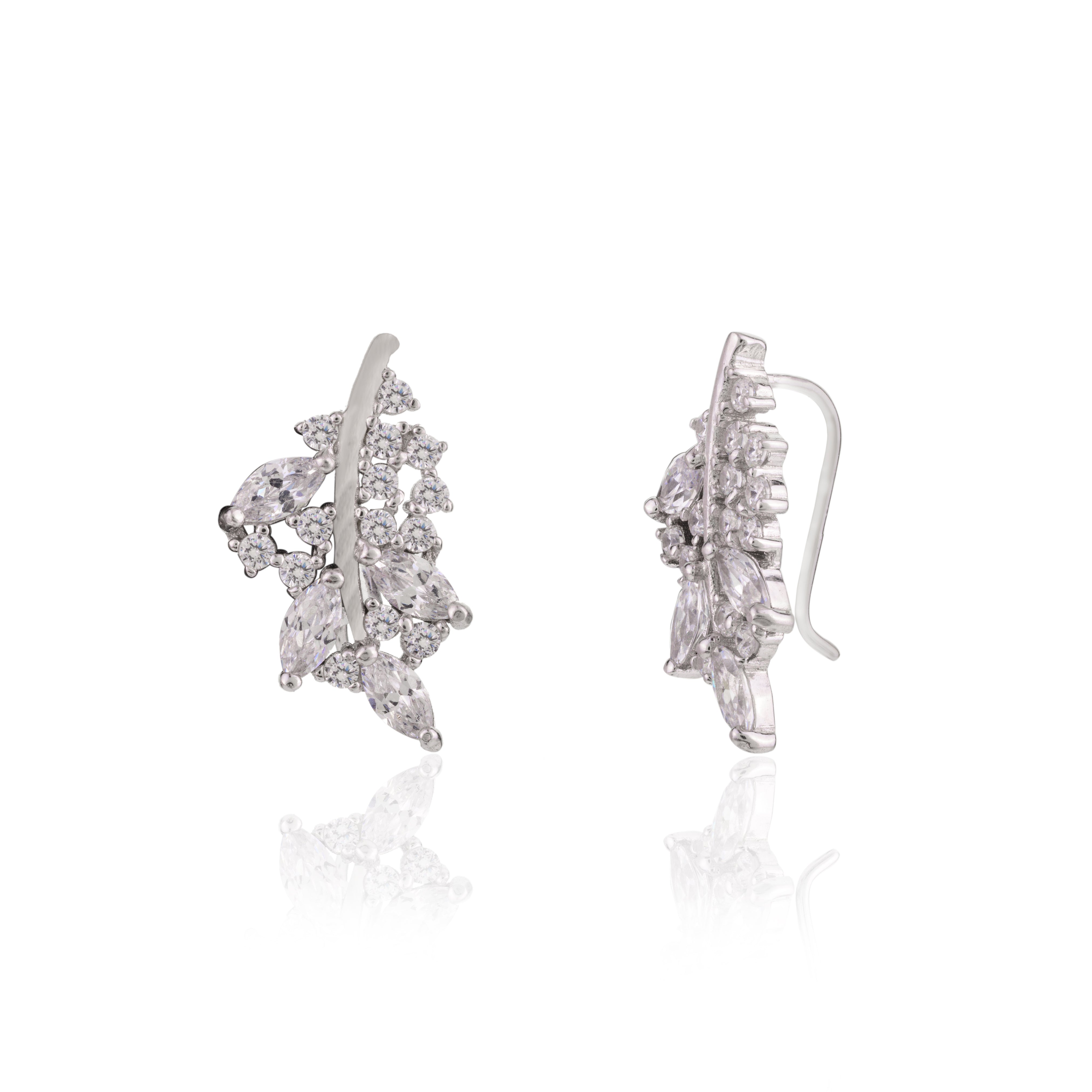 Trendy CZ Crystal Cluster Ear Cuffs in 925 Silver