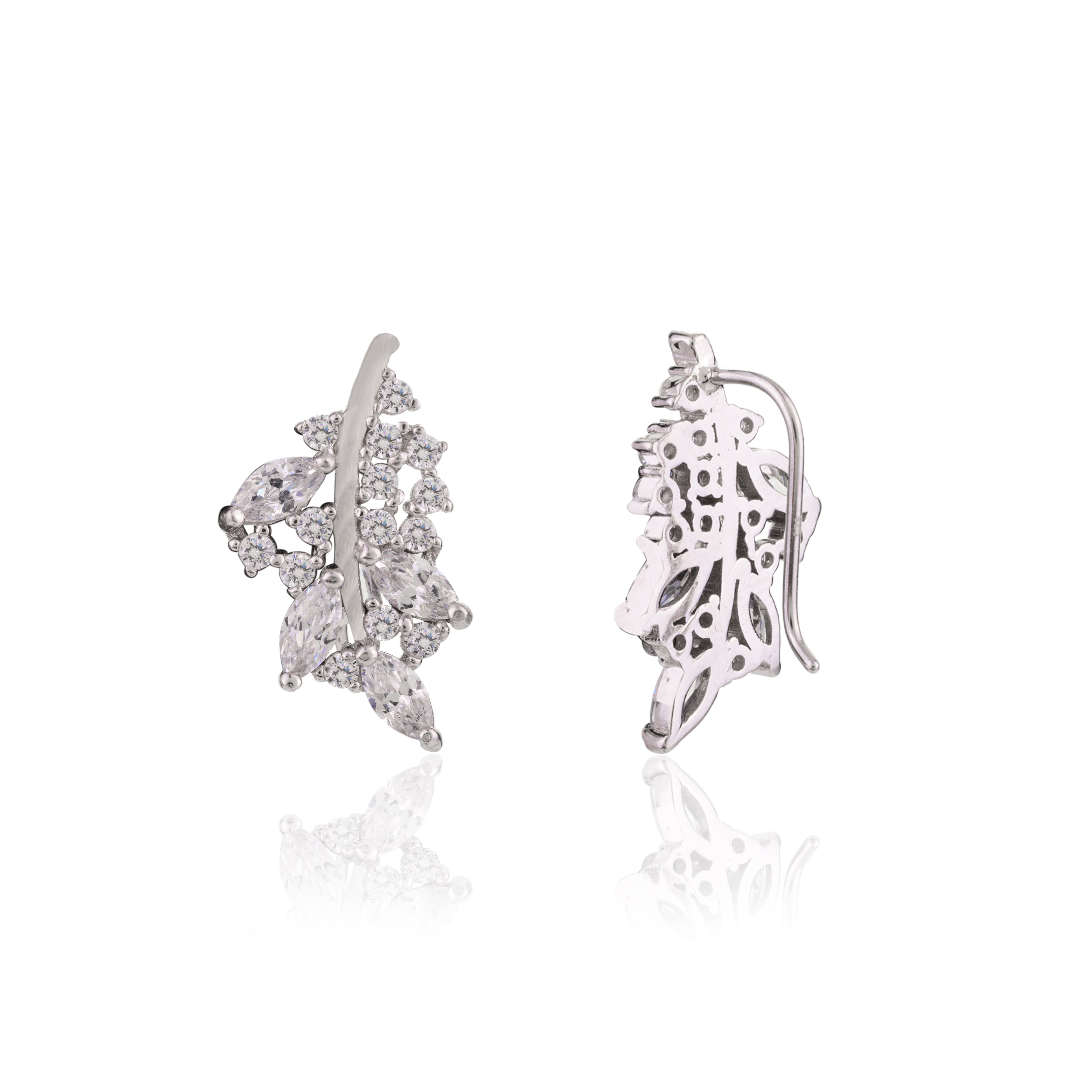 Trendy CZ Crystal Cluster Ear Cuffs in 925 Silver