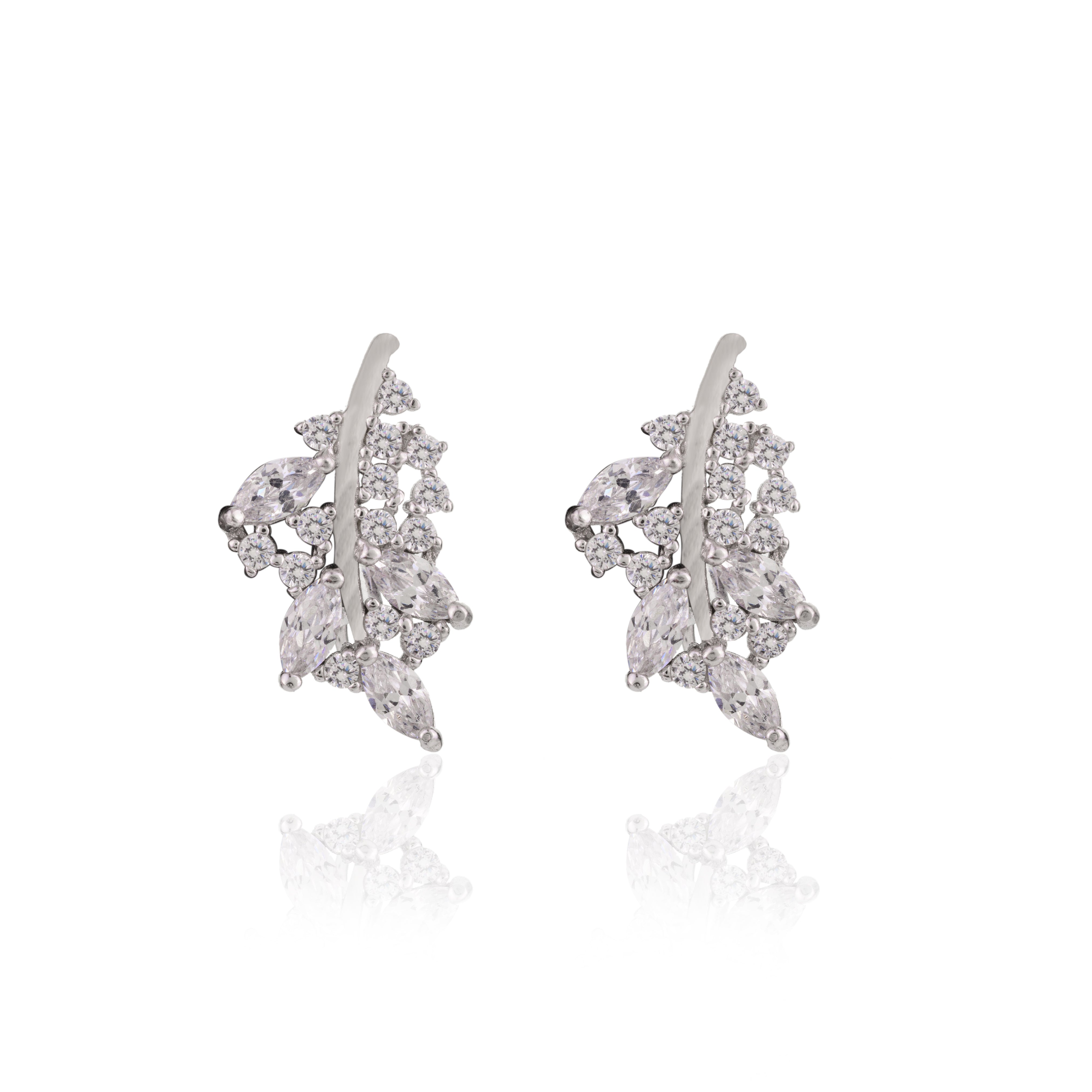 Trendy CZ Crystal Cluster Ear Cuffs in 925 Silver