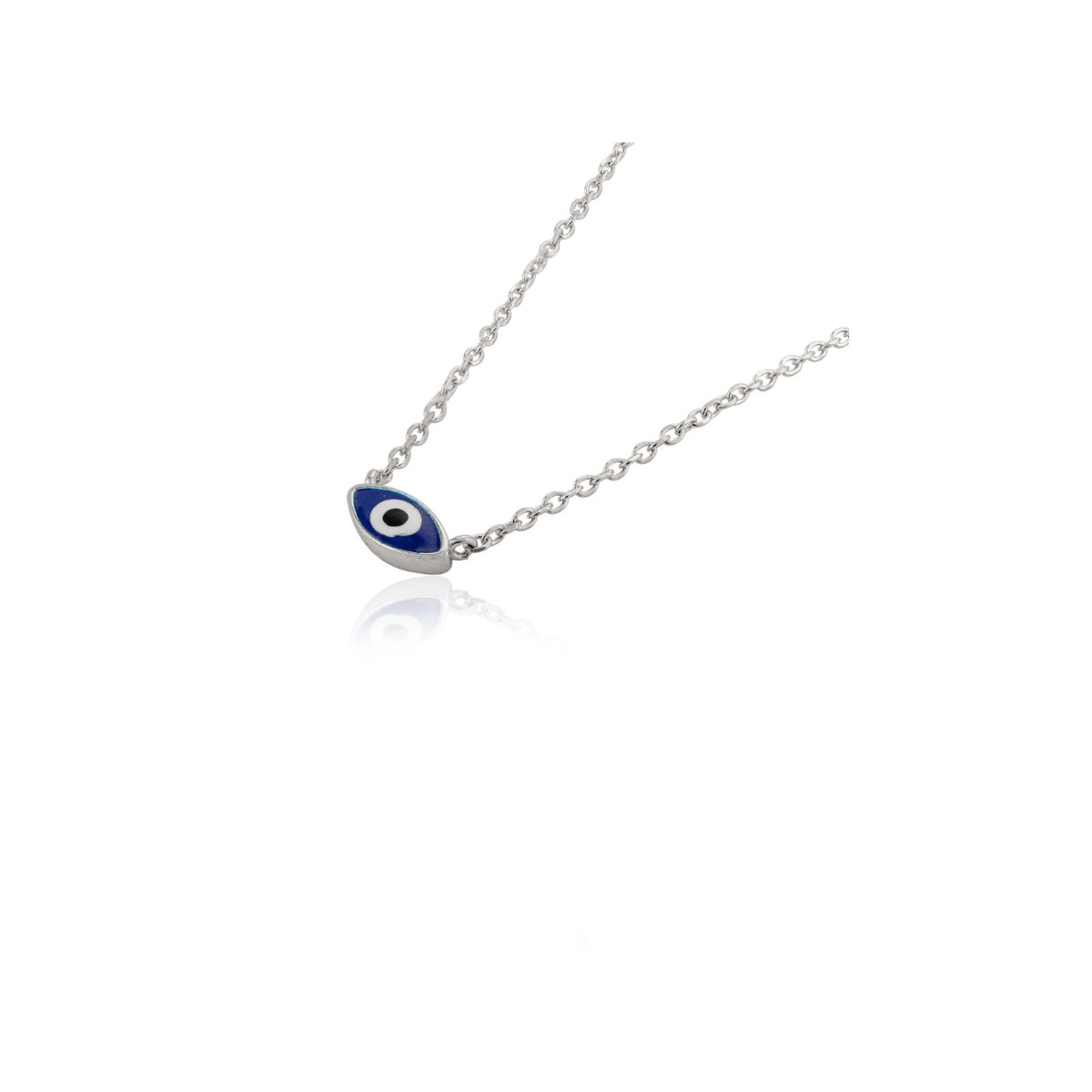 Trendy Enamel Work Blue Evil Eye Necklace in 925 Silver