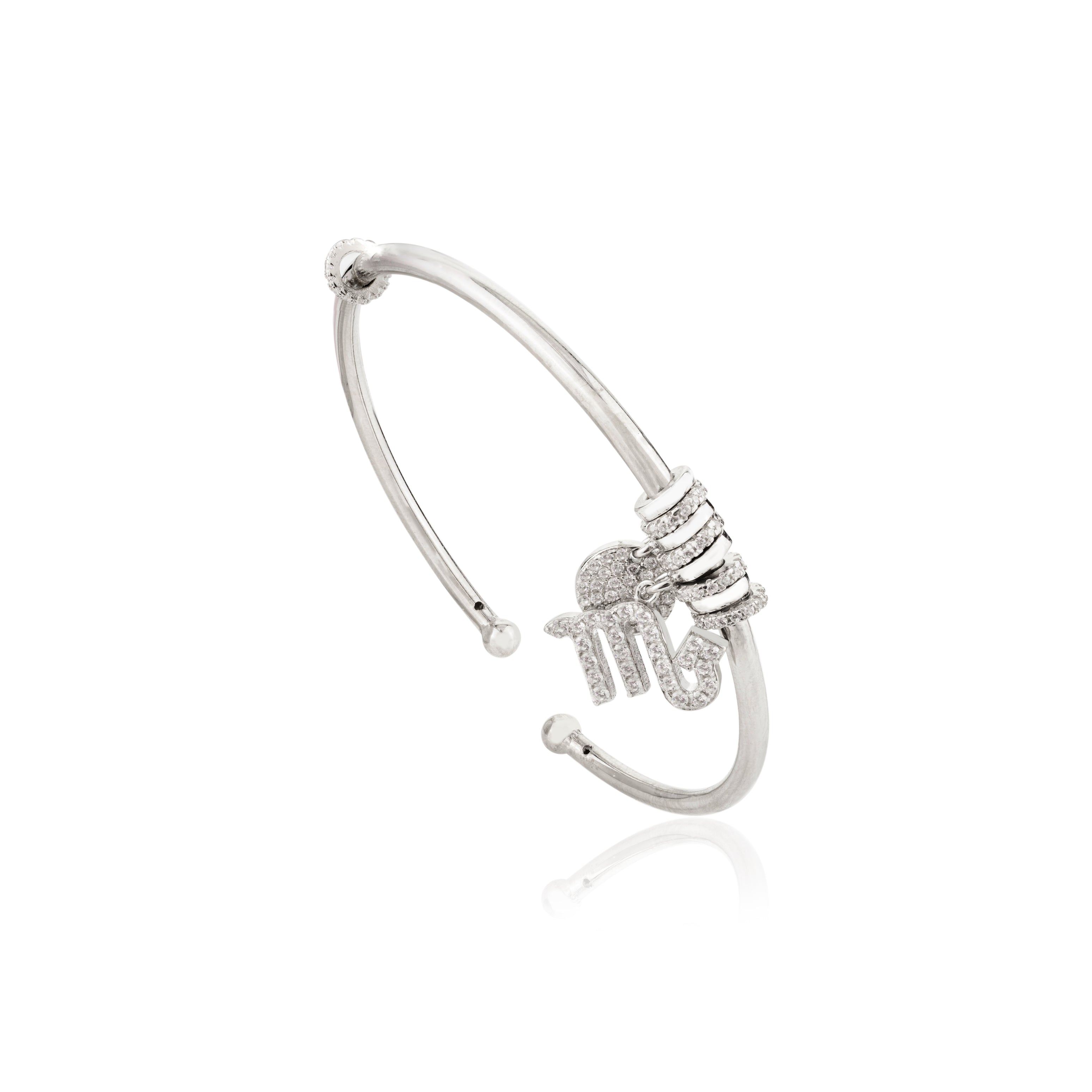 Trendy M Charm Silver Bangle for Women