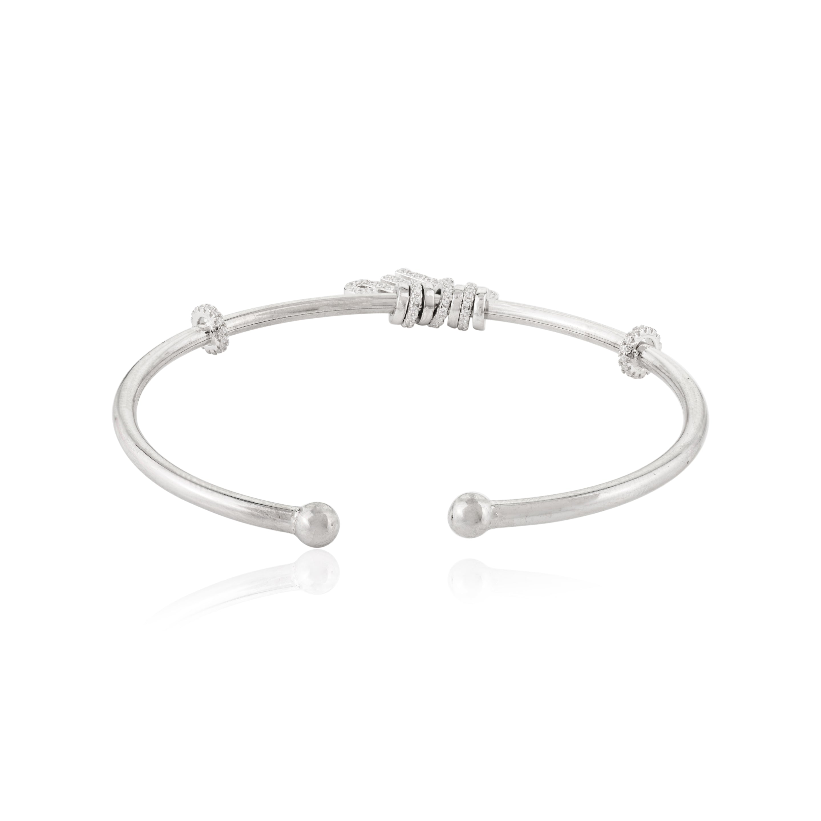 Trendy M Charm Silver Bangle for Women