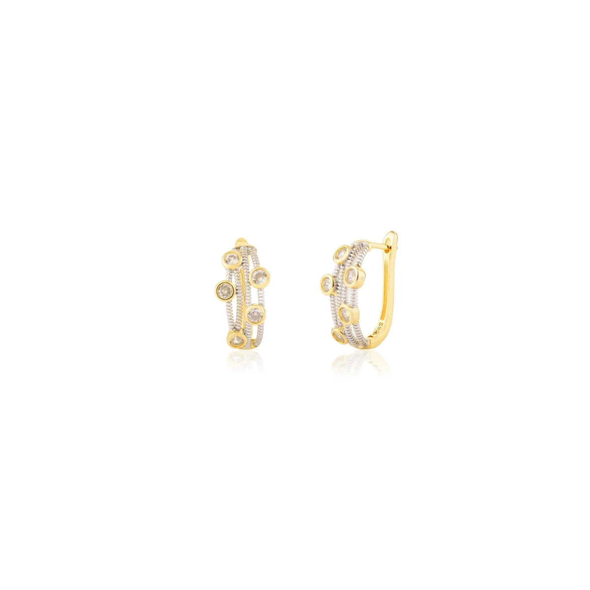 Trendy gold finish C Hoop Silver Earrings