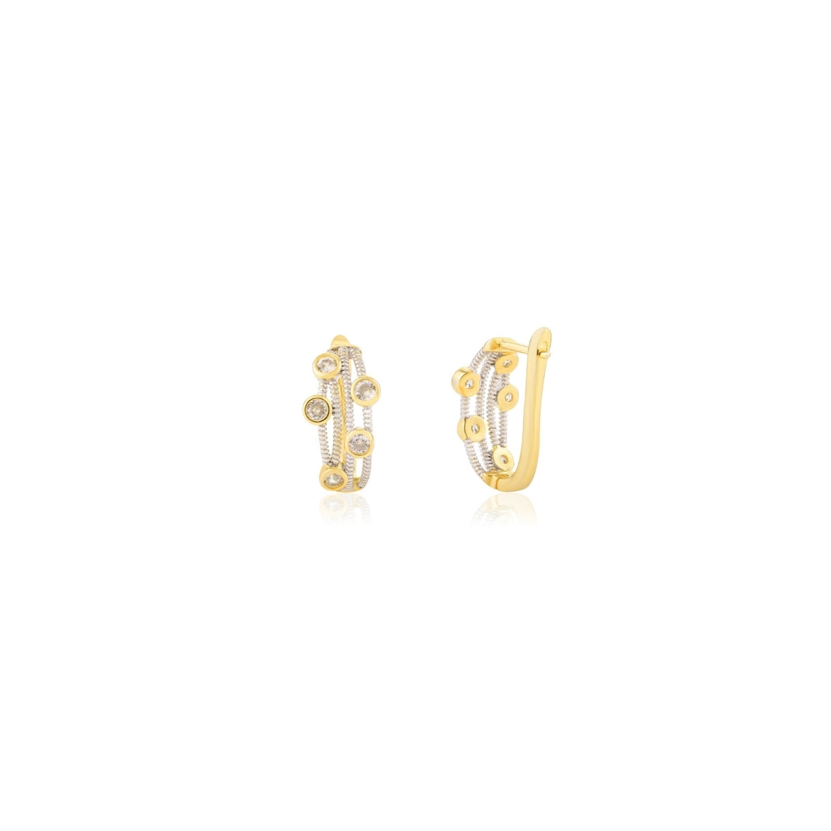 Trendy gold finish C Hoop Silver Earrings