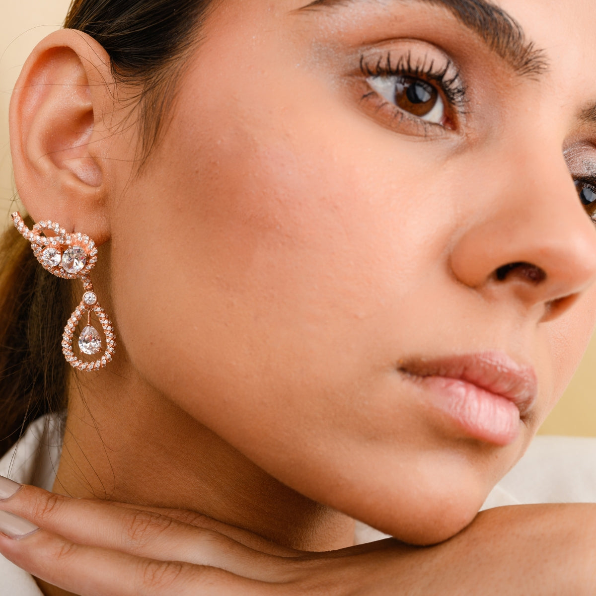 White Cz Diamond Drop Stud Earrings.