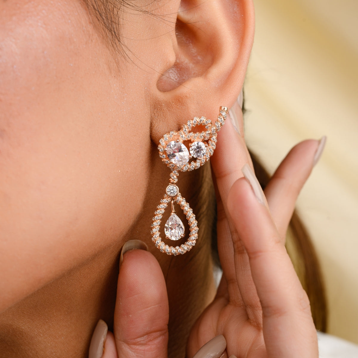 White Cz Diamond Drop Stud Earrings.