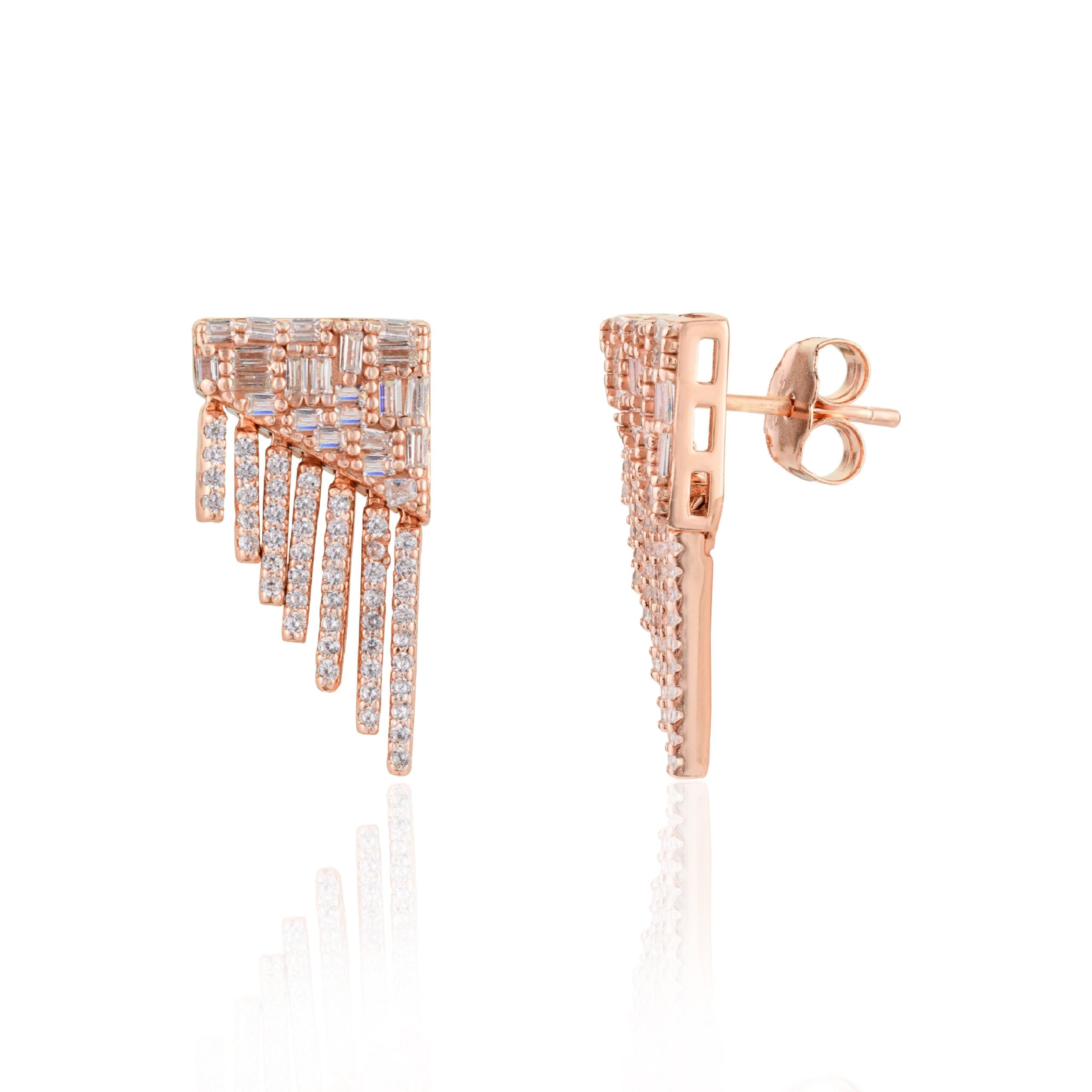 Rose Gold Waterfall Stud Earrings