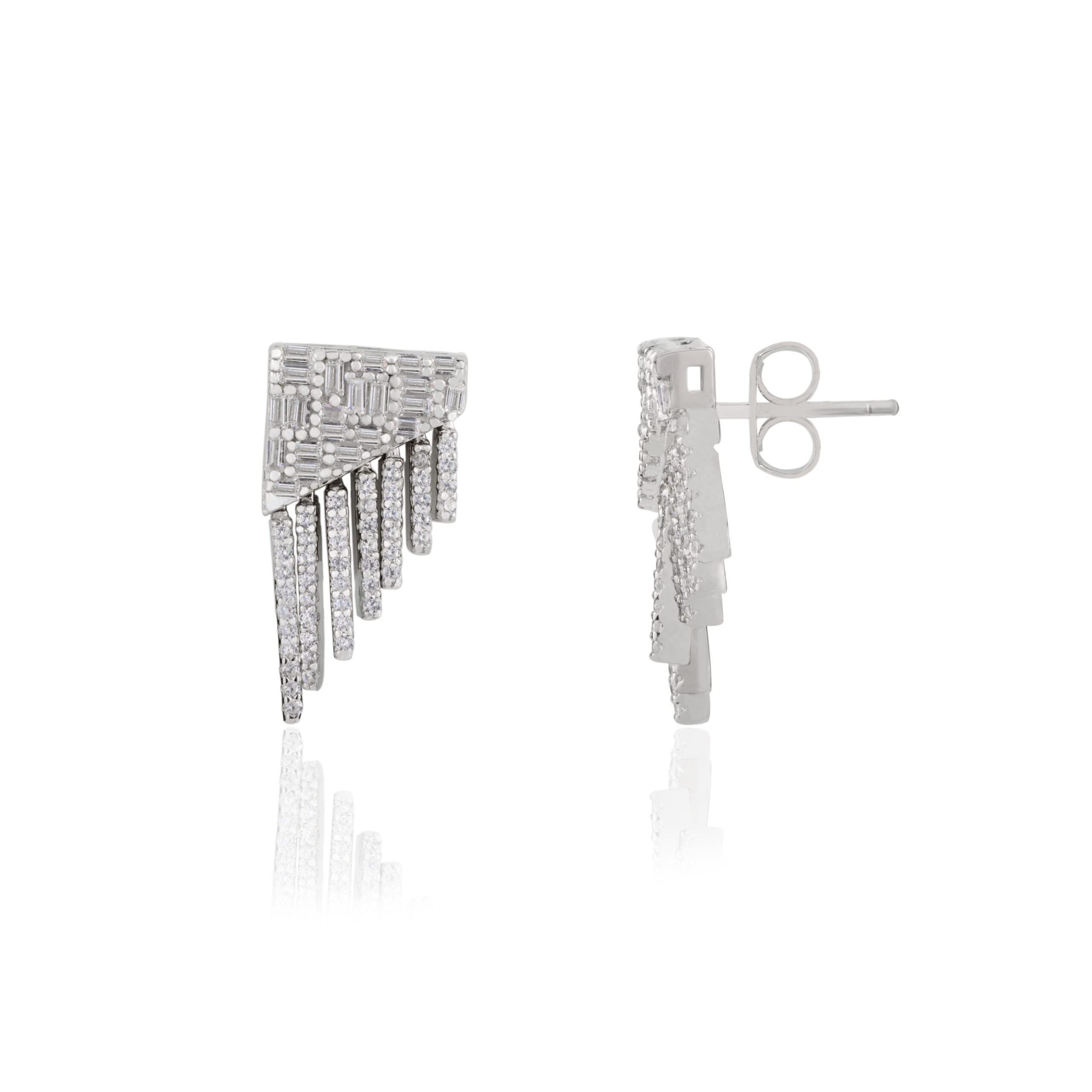 Elegant silver finish Waterfall Stud earrings