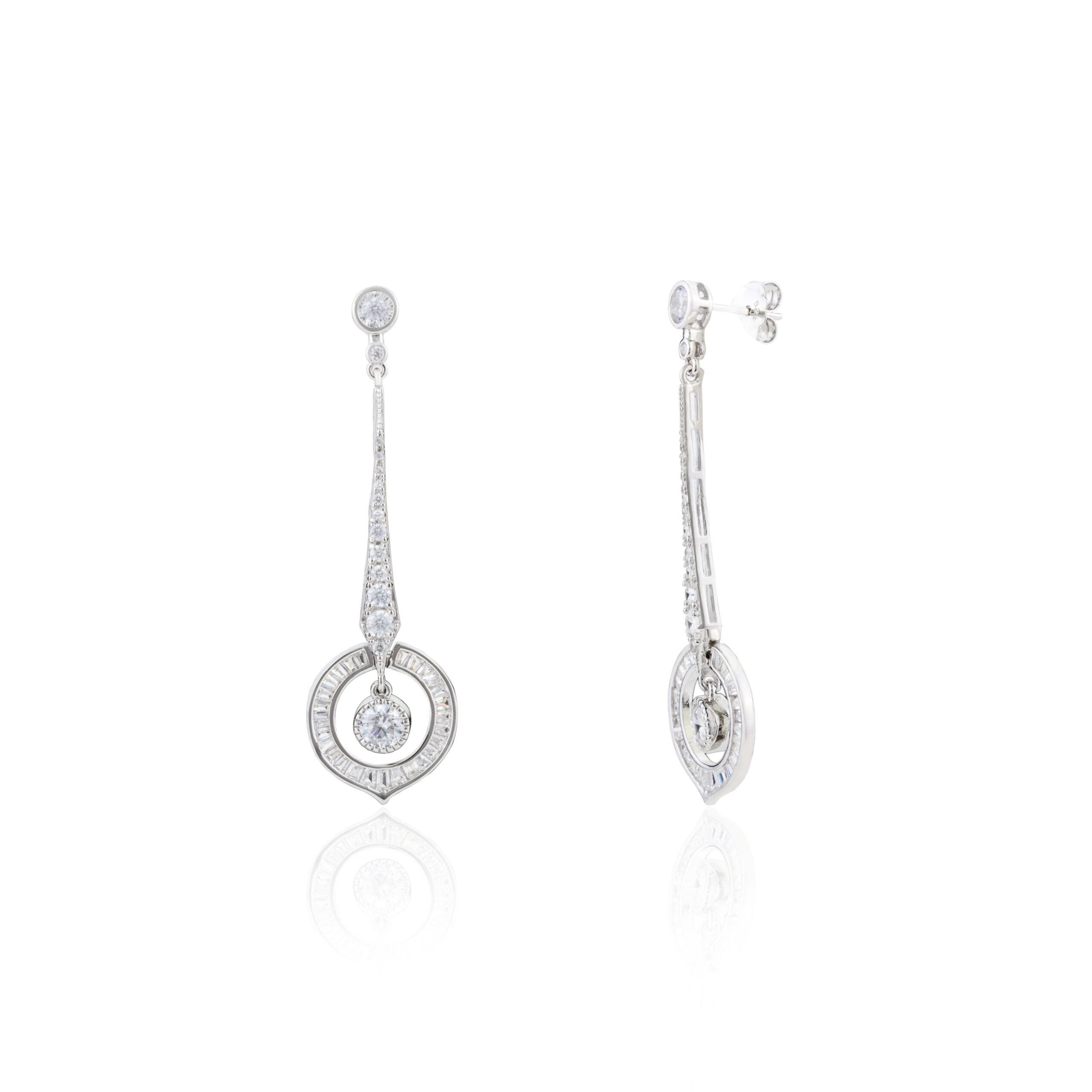 Charming Teardrop CZ Diamond Dangle Earrings