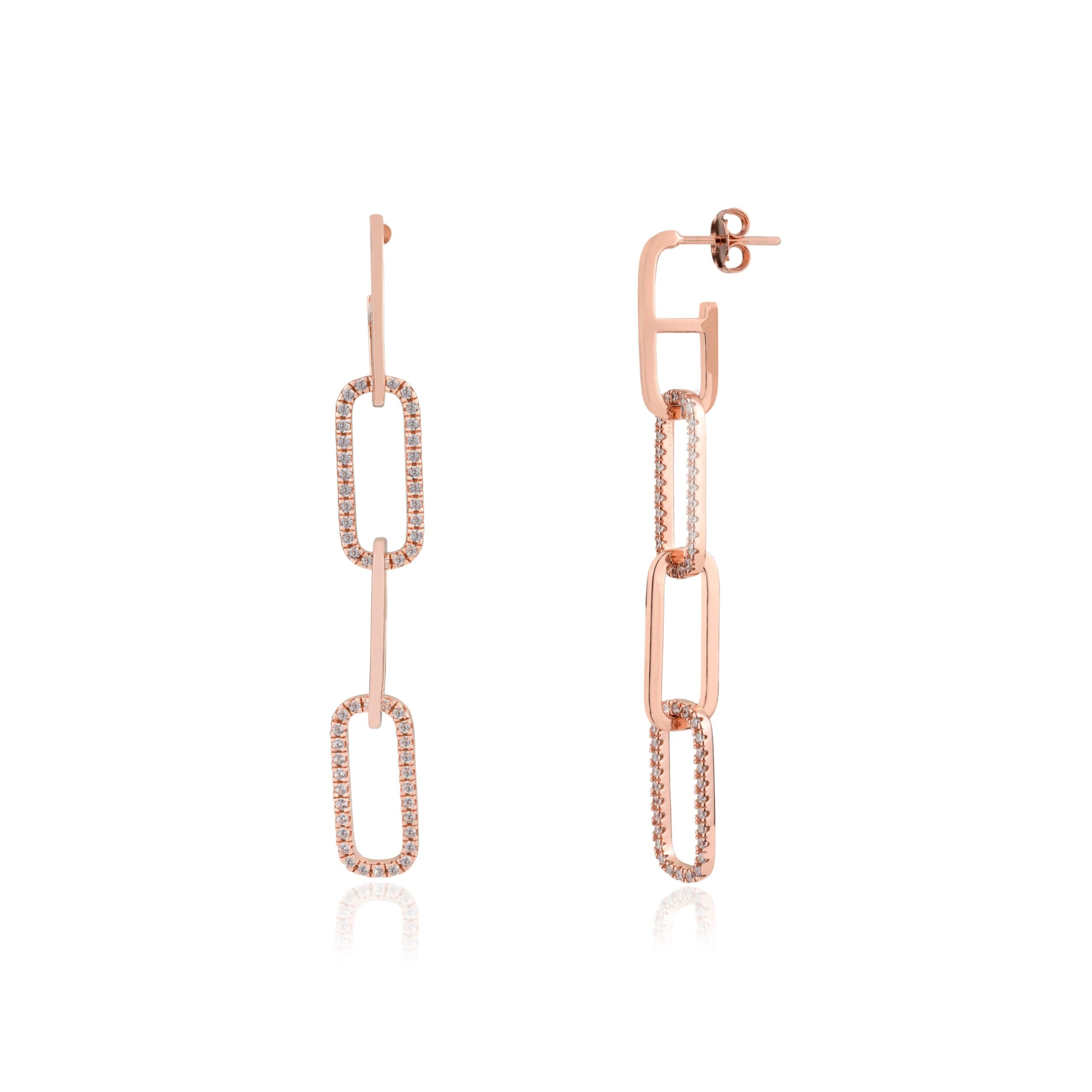 Elegant Paperclip Shape Link Chain Earrings