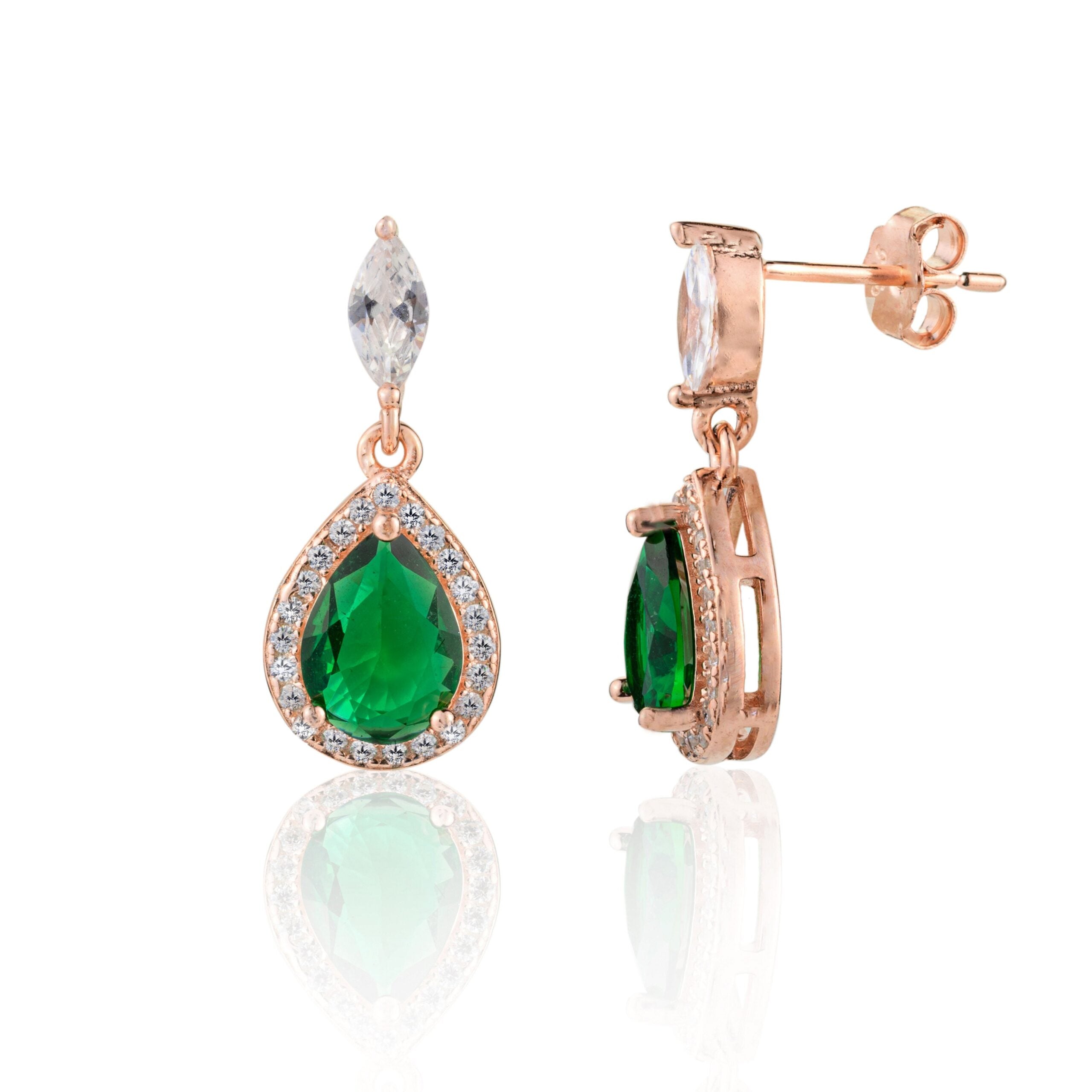 Pear Shape Emerald Drop Earrings