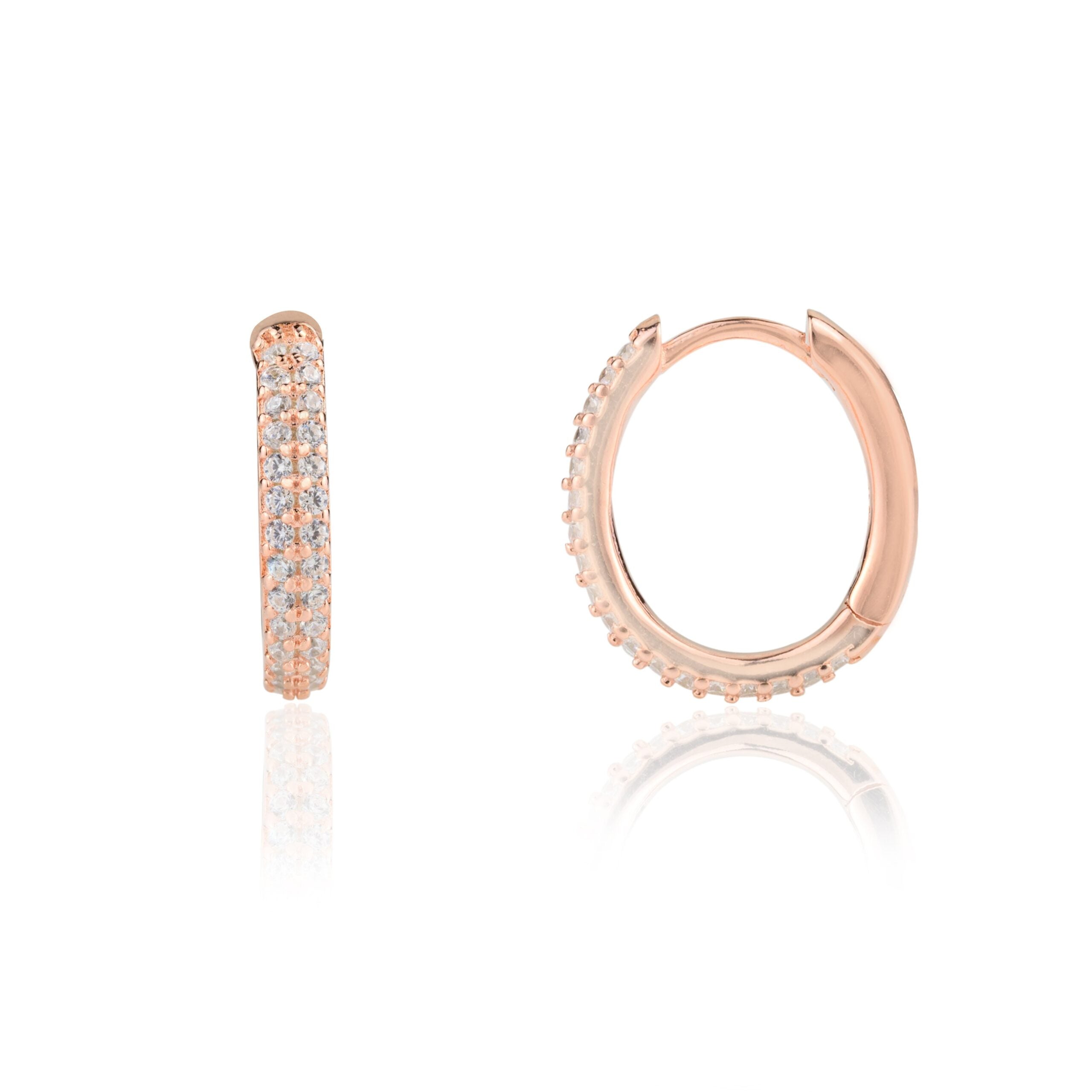 Rose gold Diamond Bali Hoop Earrings