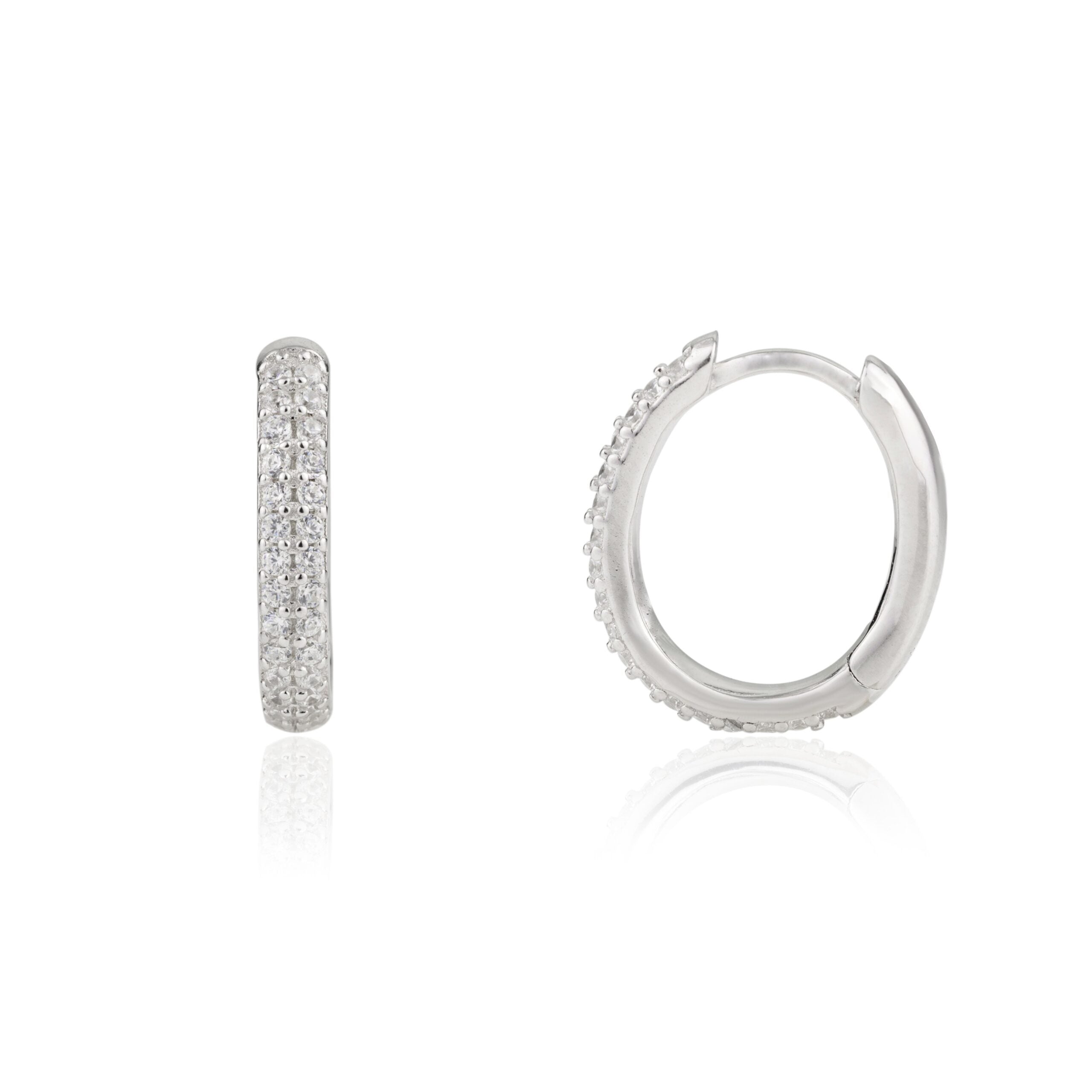 Silver finished Diamond Hoop Earrings