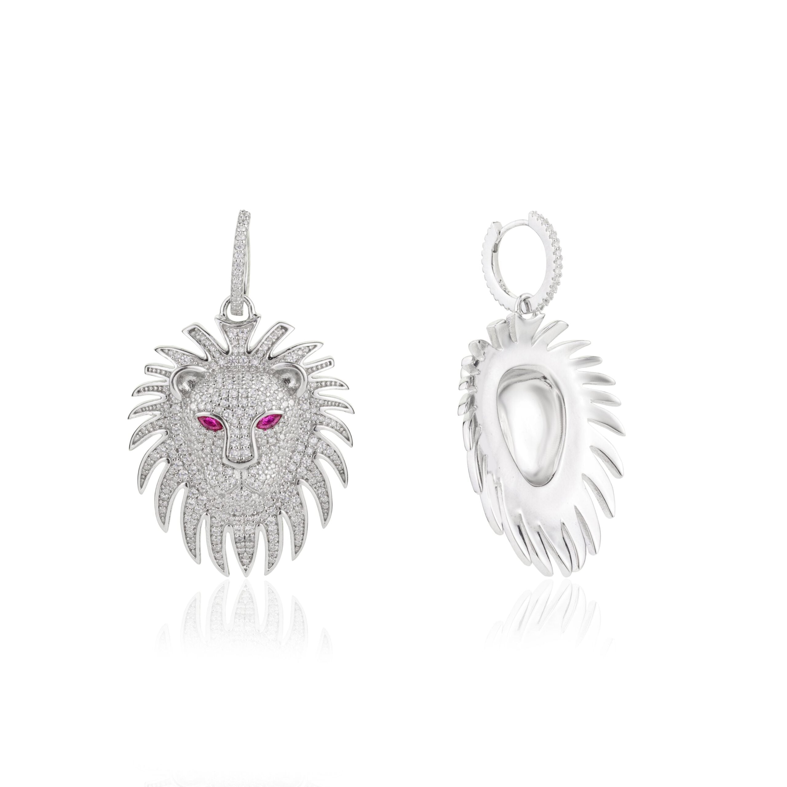 Leo Lion Charm Hoop Earrings