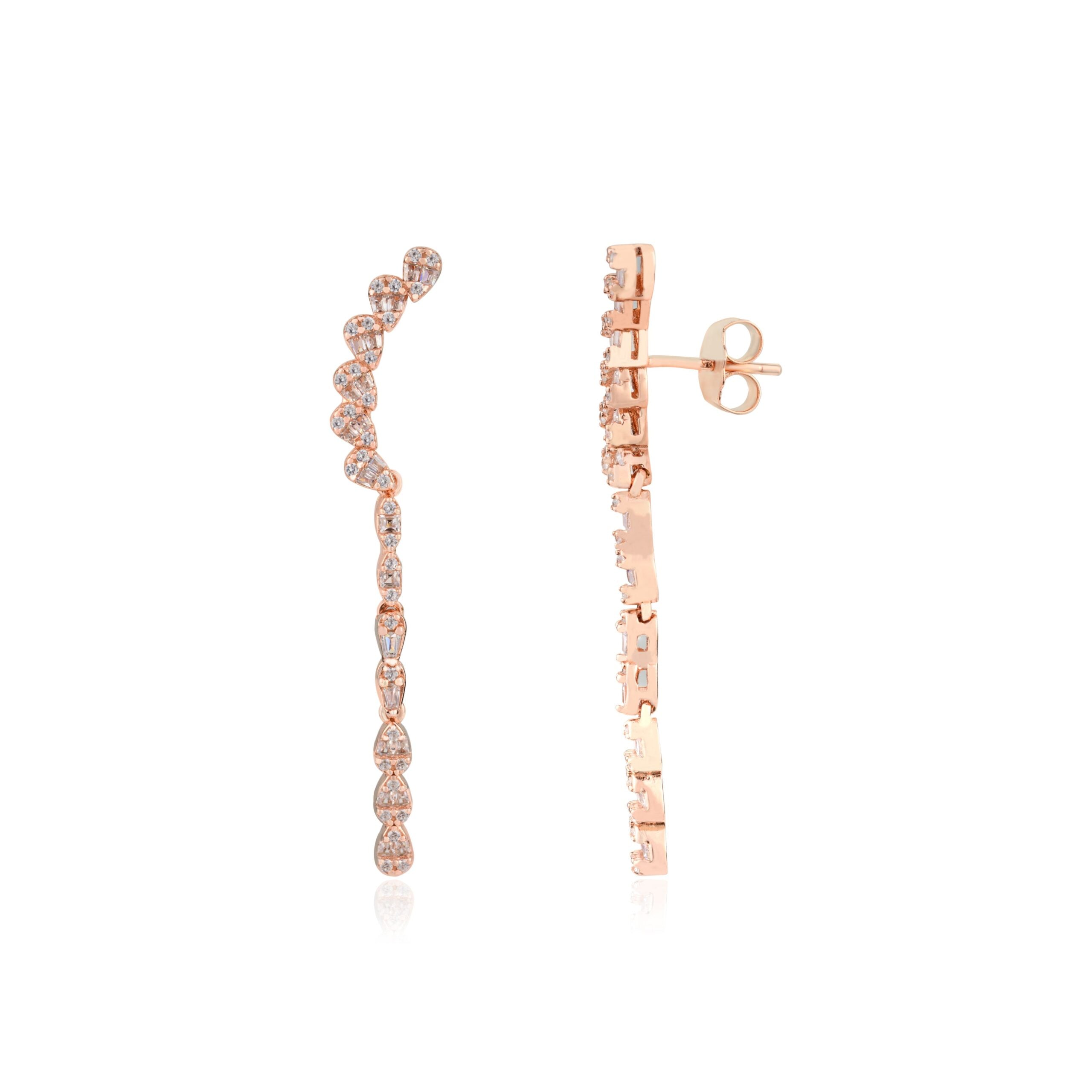 Rose Gold Thread Chain Dangle Earrings