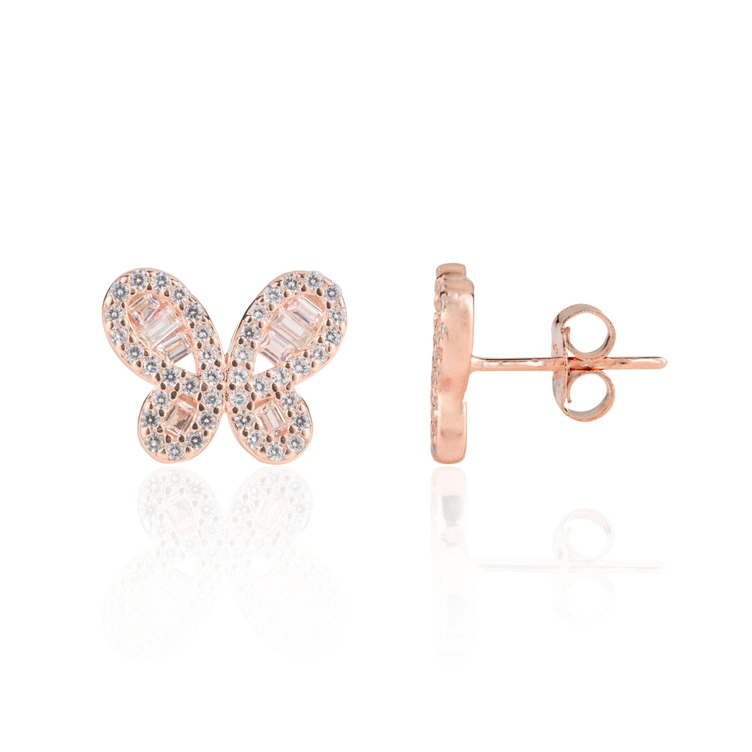 Rose gold Butterfly dainty Stud Earrings