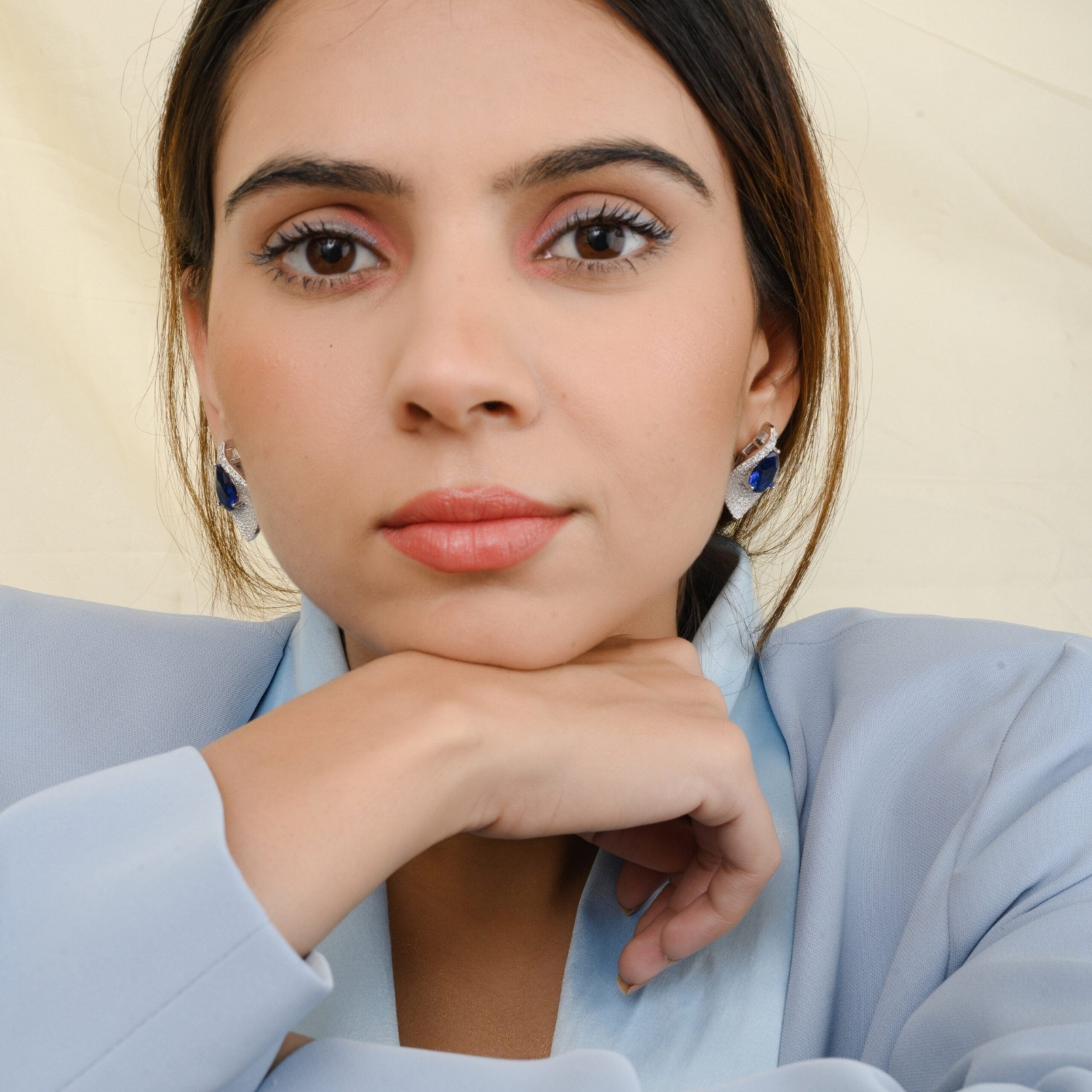 Blue Sapphire Water Drop Stud earrings