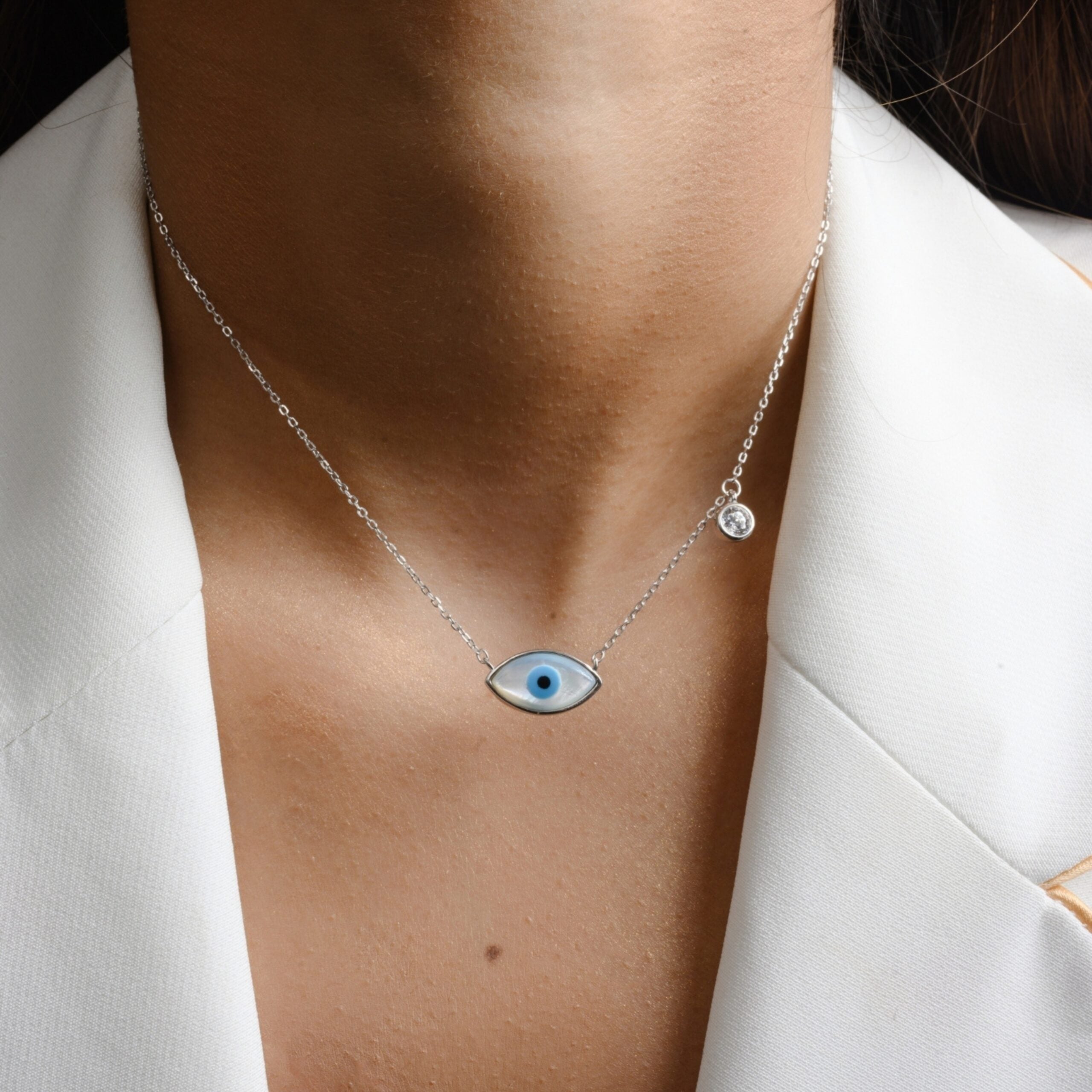 Mother of Pearl Third Eye Pendant Necklace