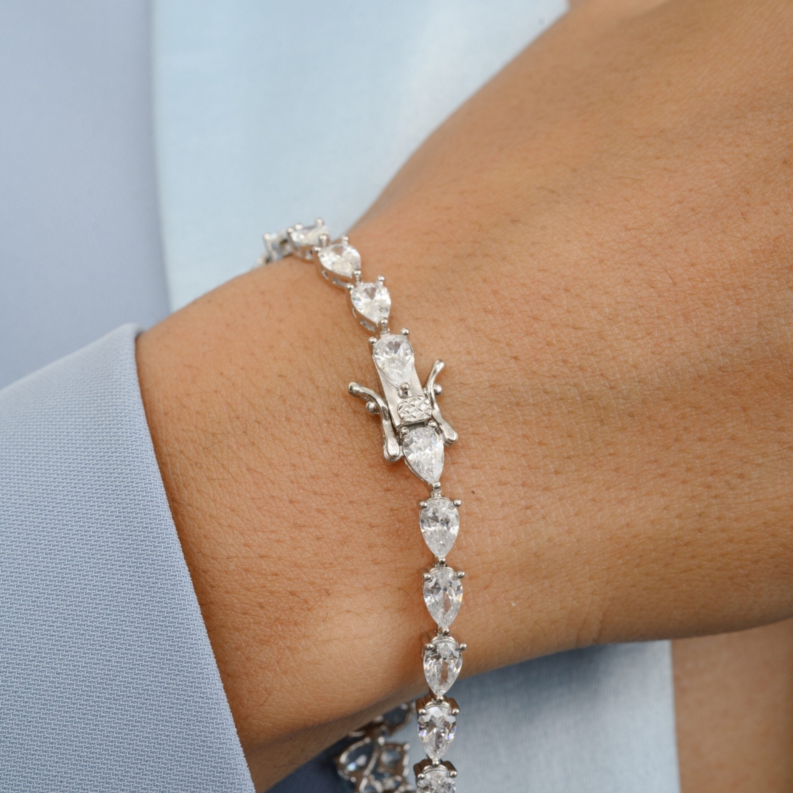 Clustered Diamond Silver Bracelet