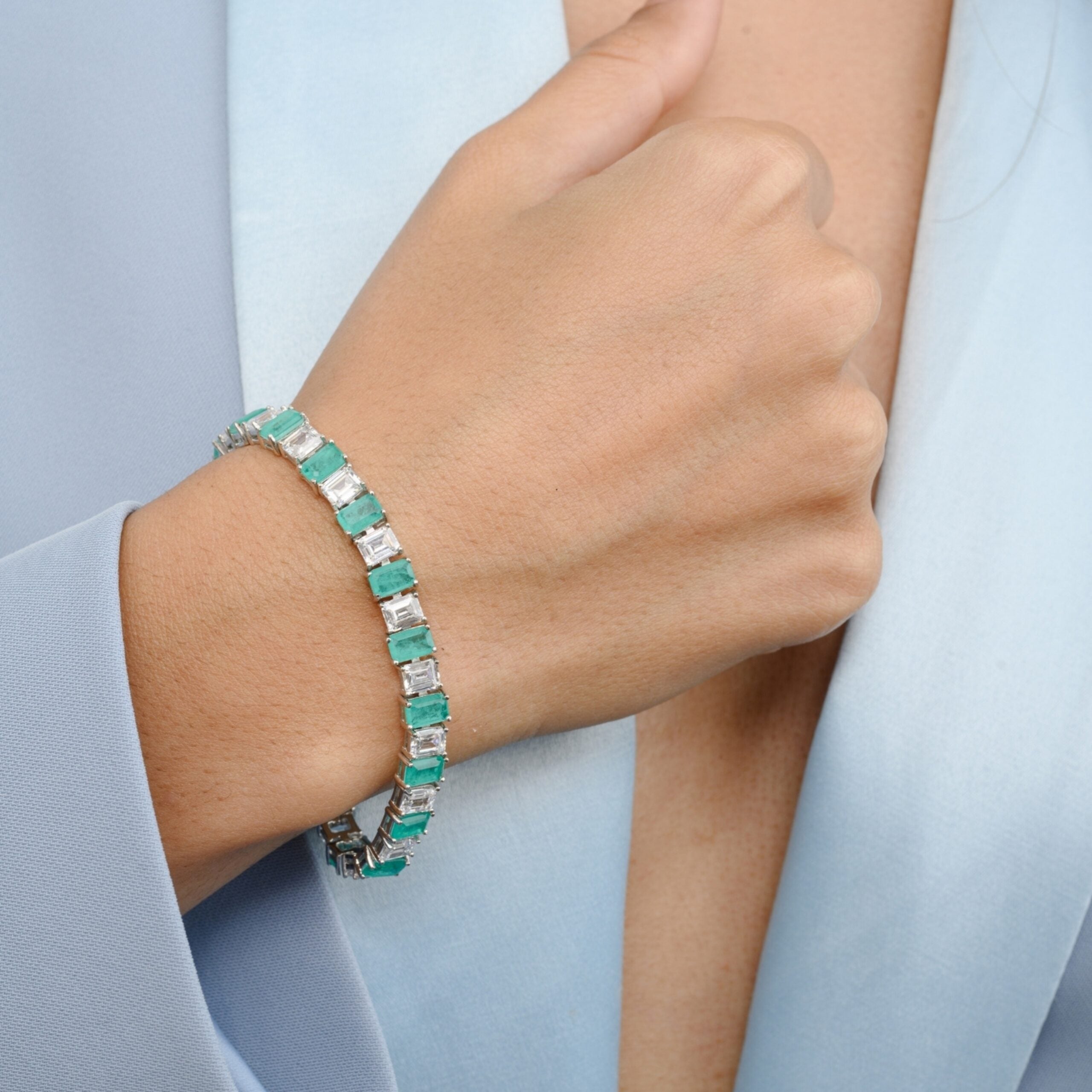 Turquoise Emerald Tennis Bracelet