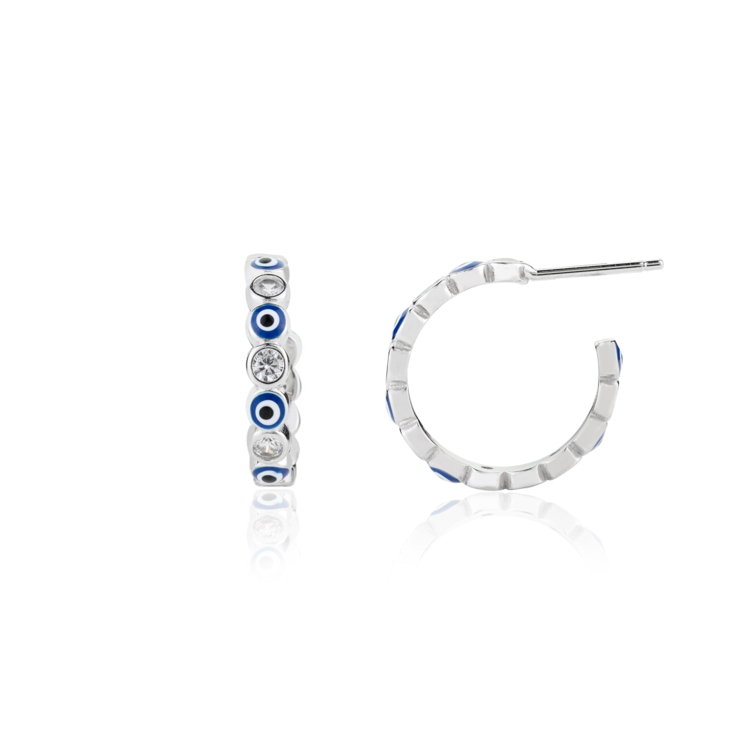 Evil Eye Open Hoop Stud Earrings