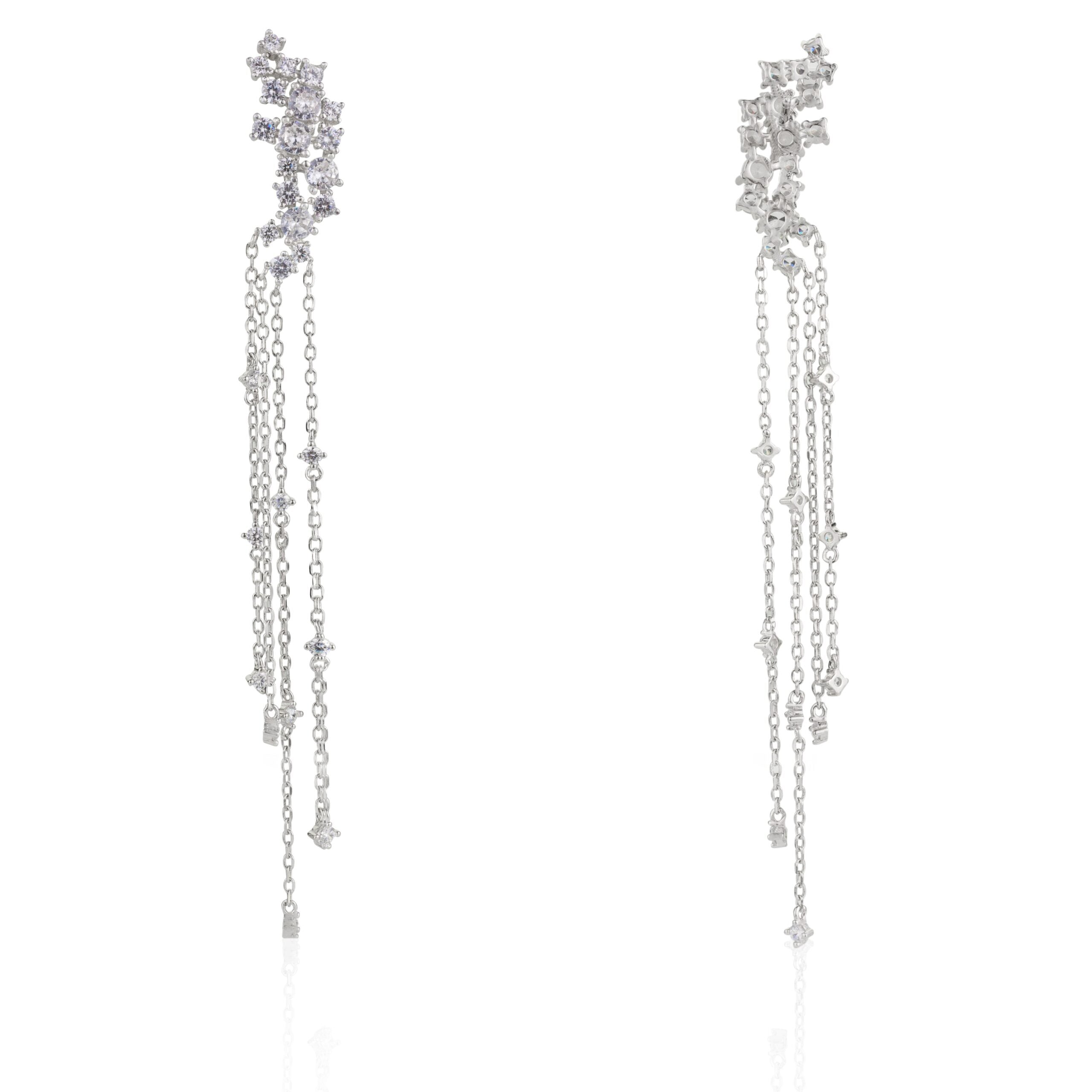 Long Tassel Chain Statement Earrings for Wedding