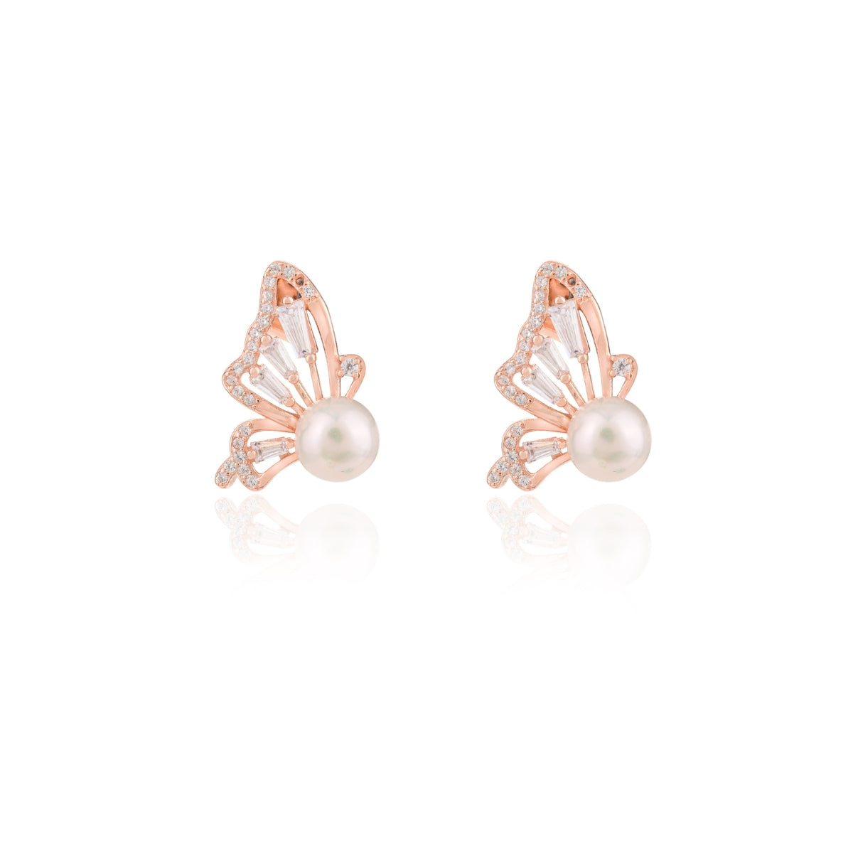 Pearl Decor Butterfly Stud Earrings