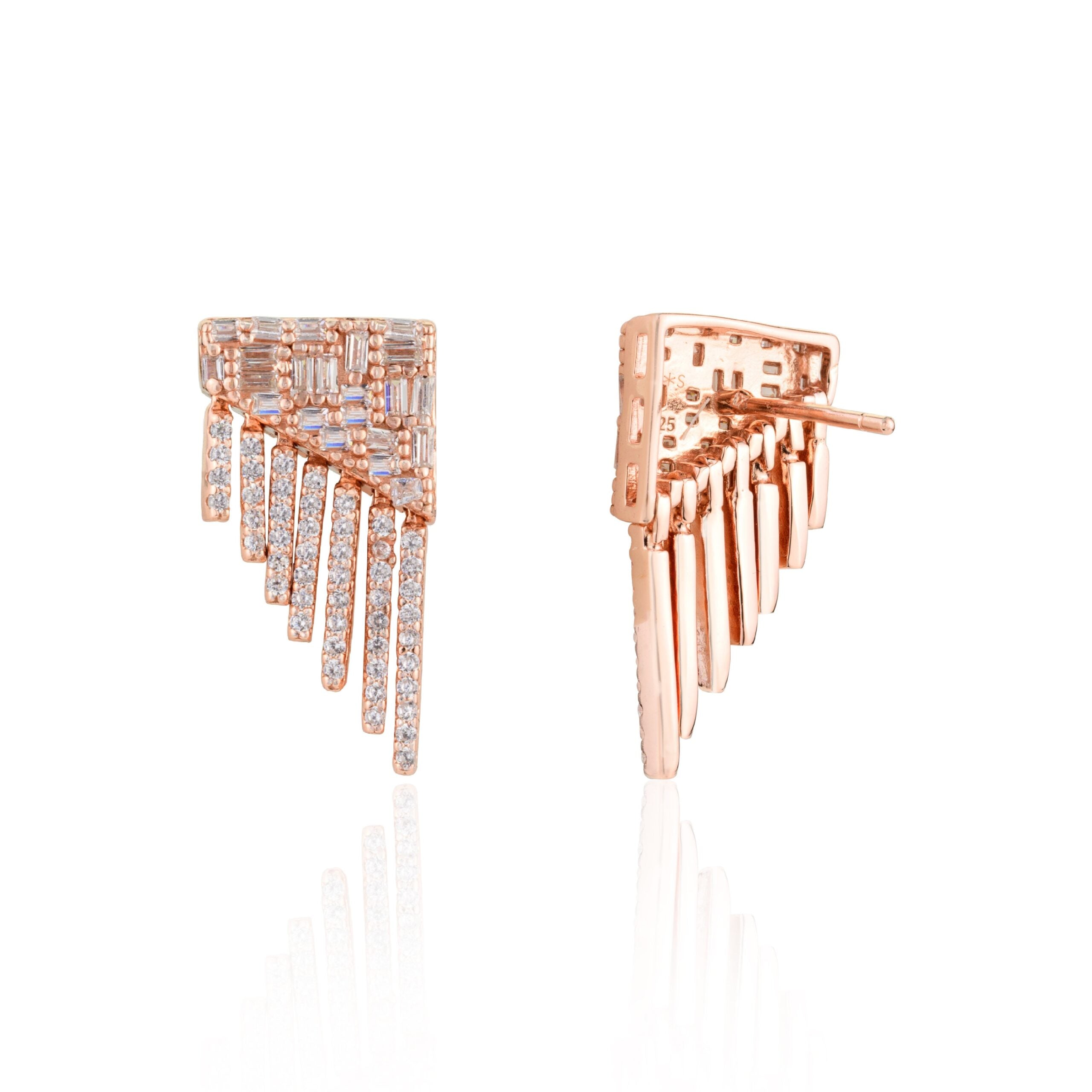 Rose Gold Waterfall Stud Earrings