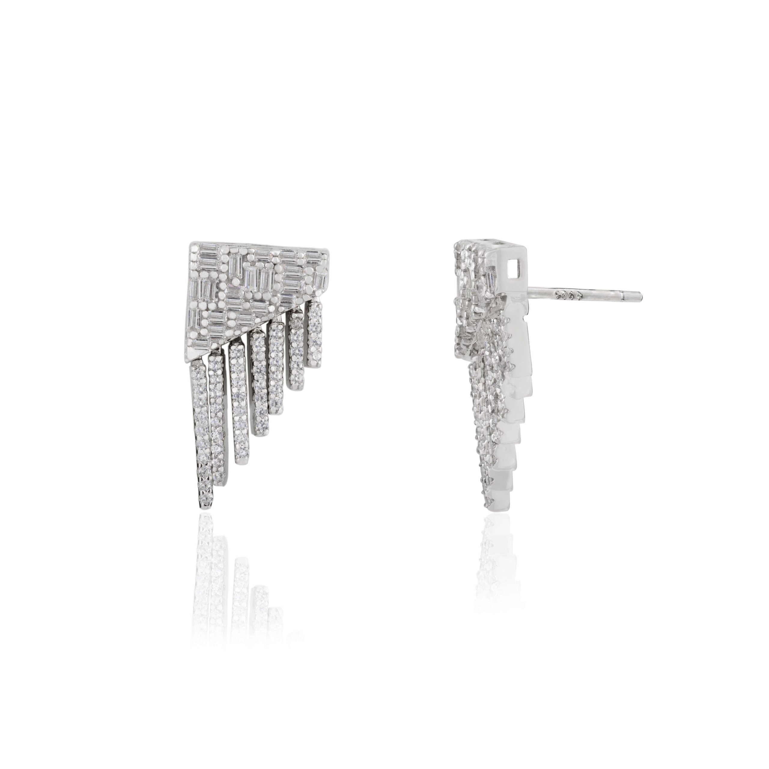 Elegant silver finish Waterfall Stud earrings