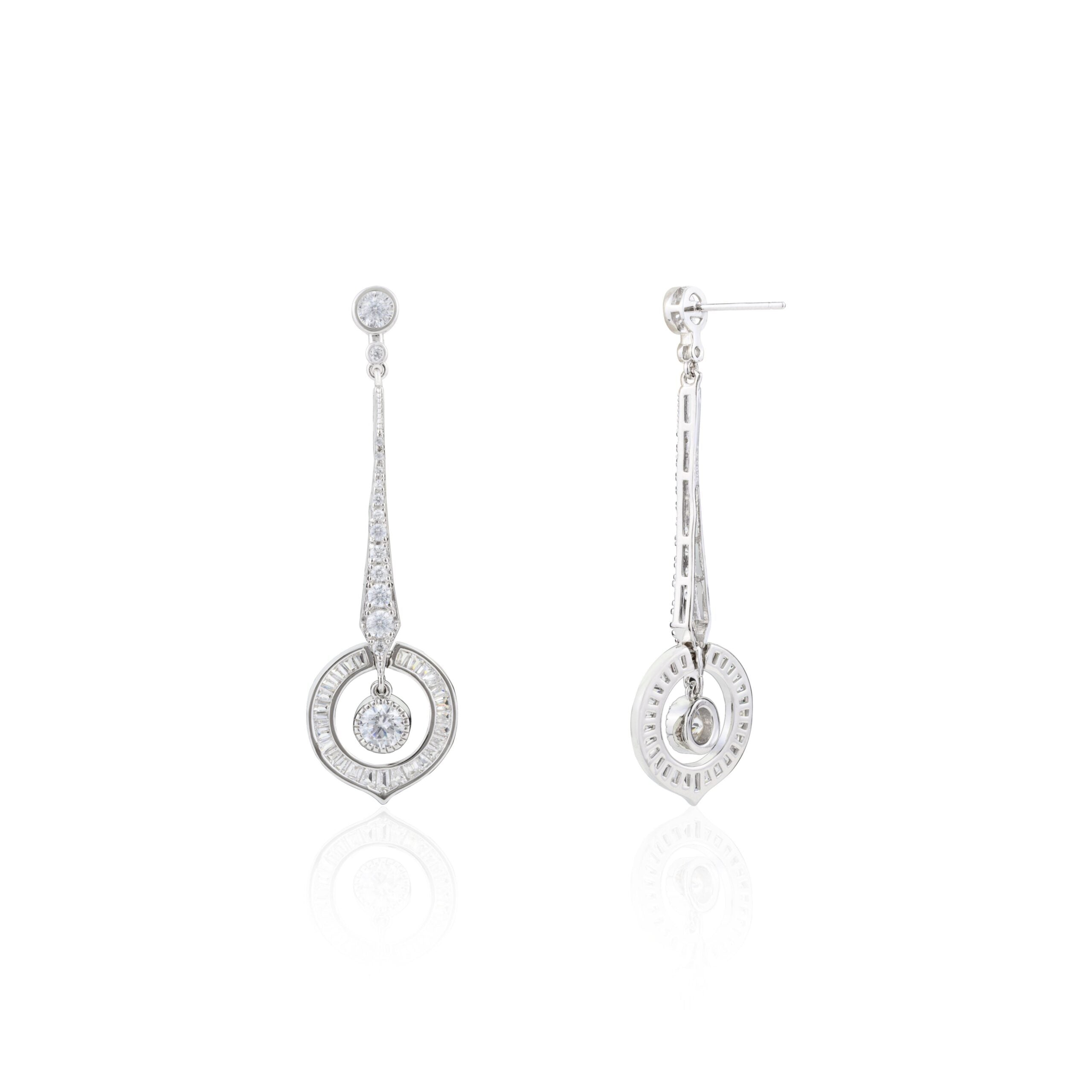 Charming Teardrop CZ Diamond Dangle Earrings